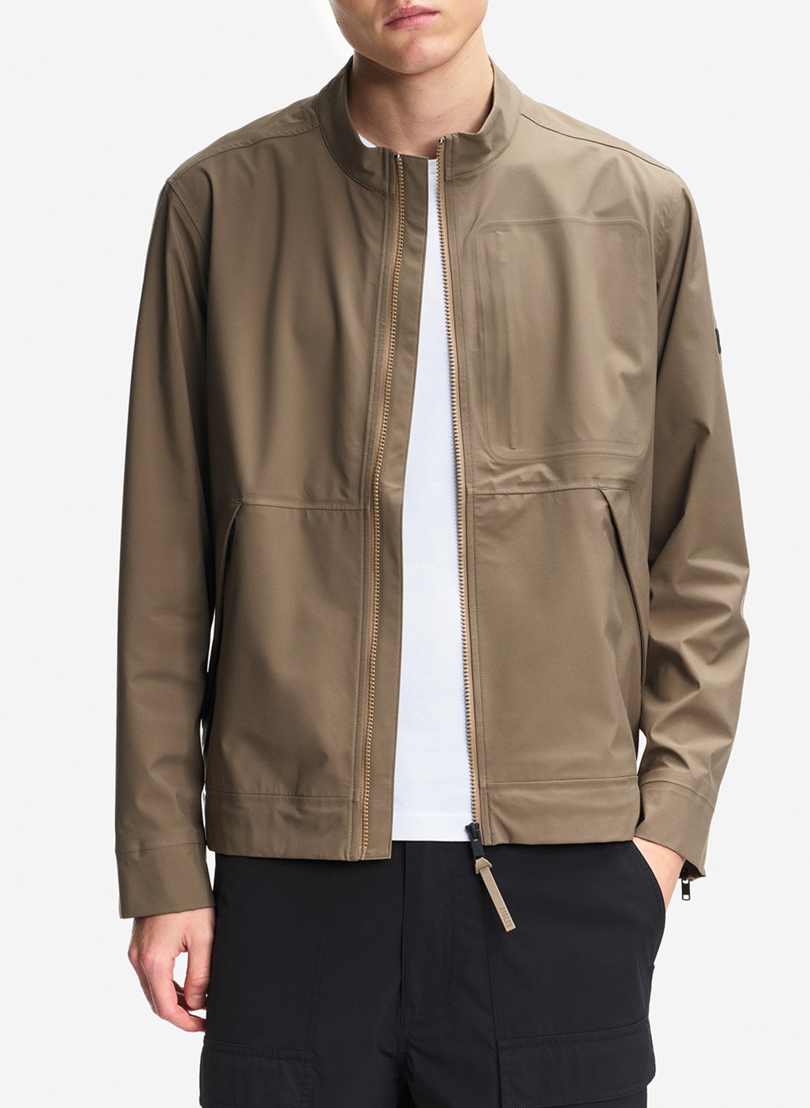 Solid zip-up straight jacket AIGLE Brown