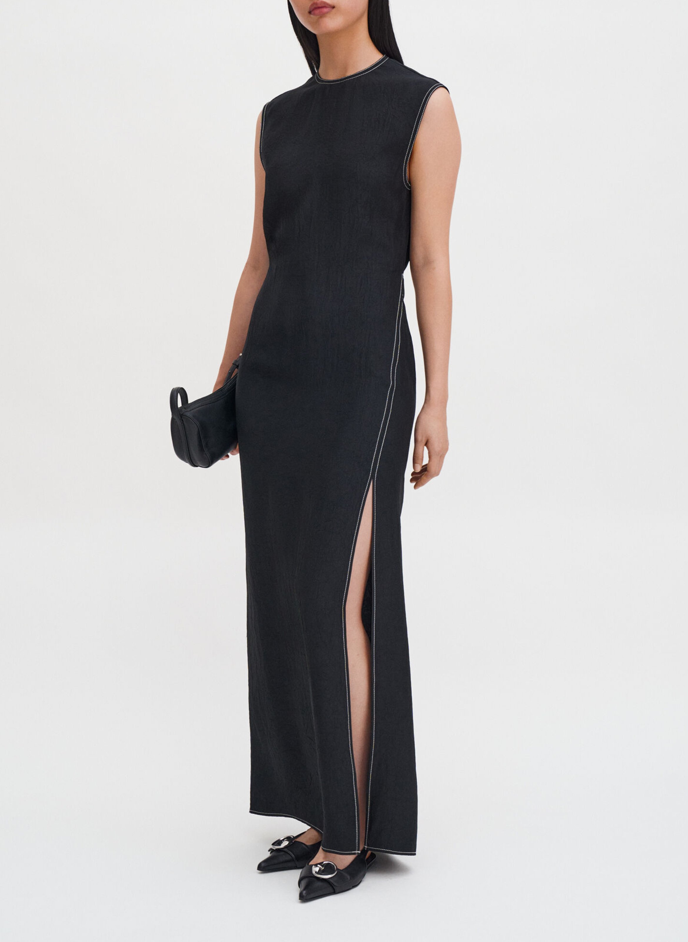 Vestido largo recto liso FILIPPA K Negro