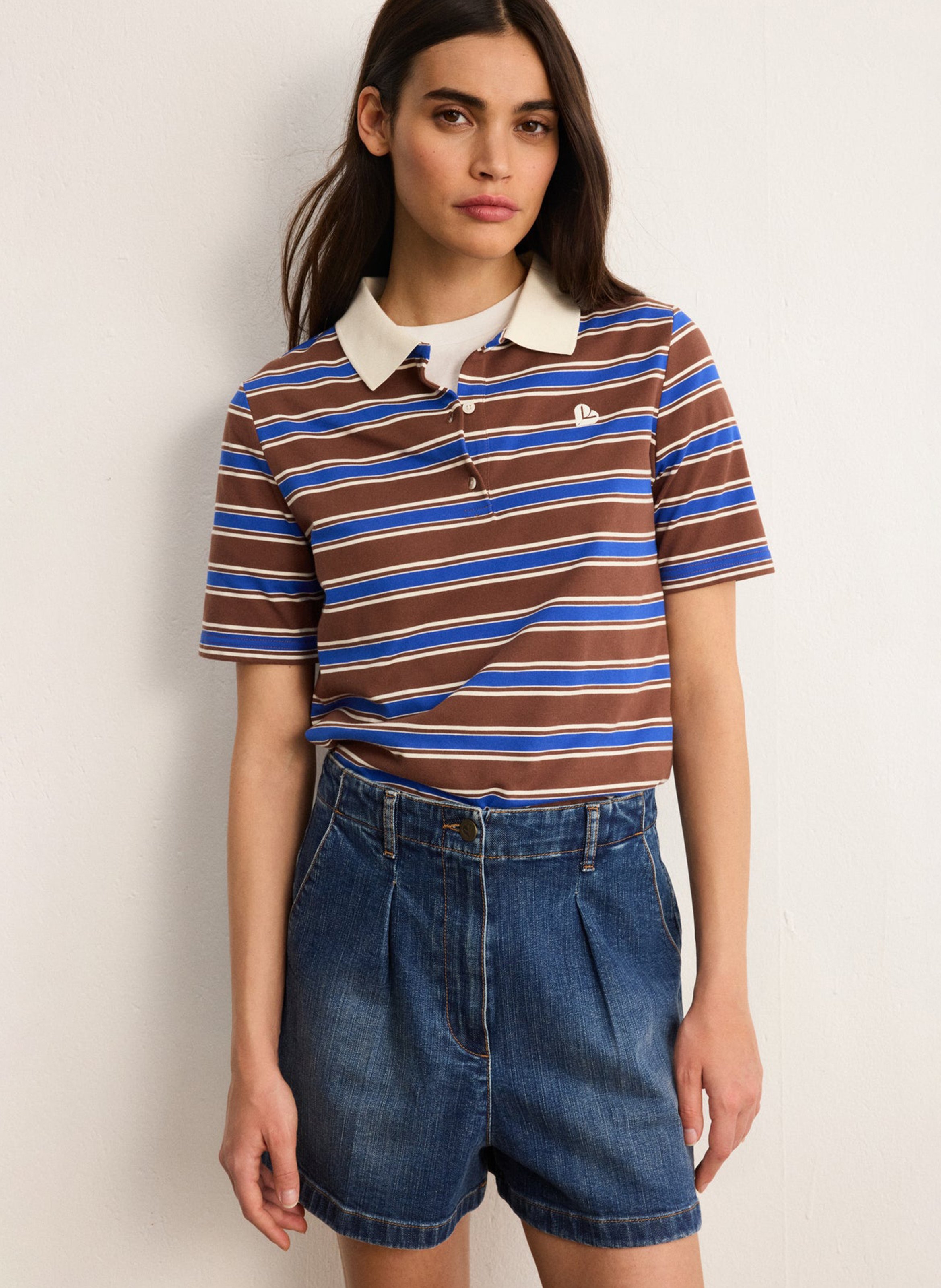 A-line denim skirt with pleats PABLO Blue