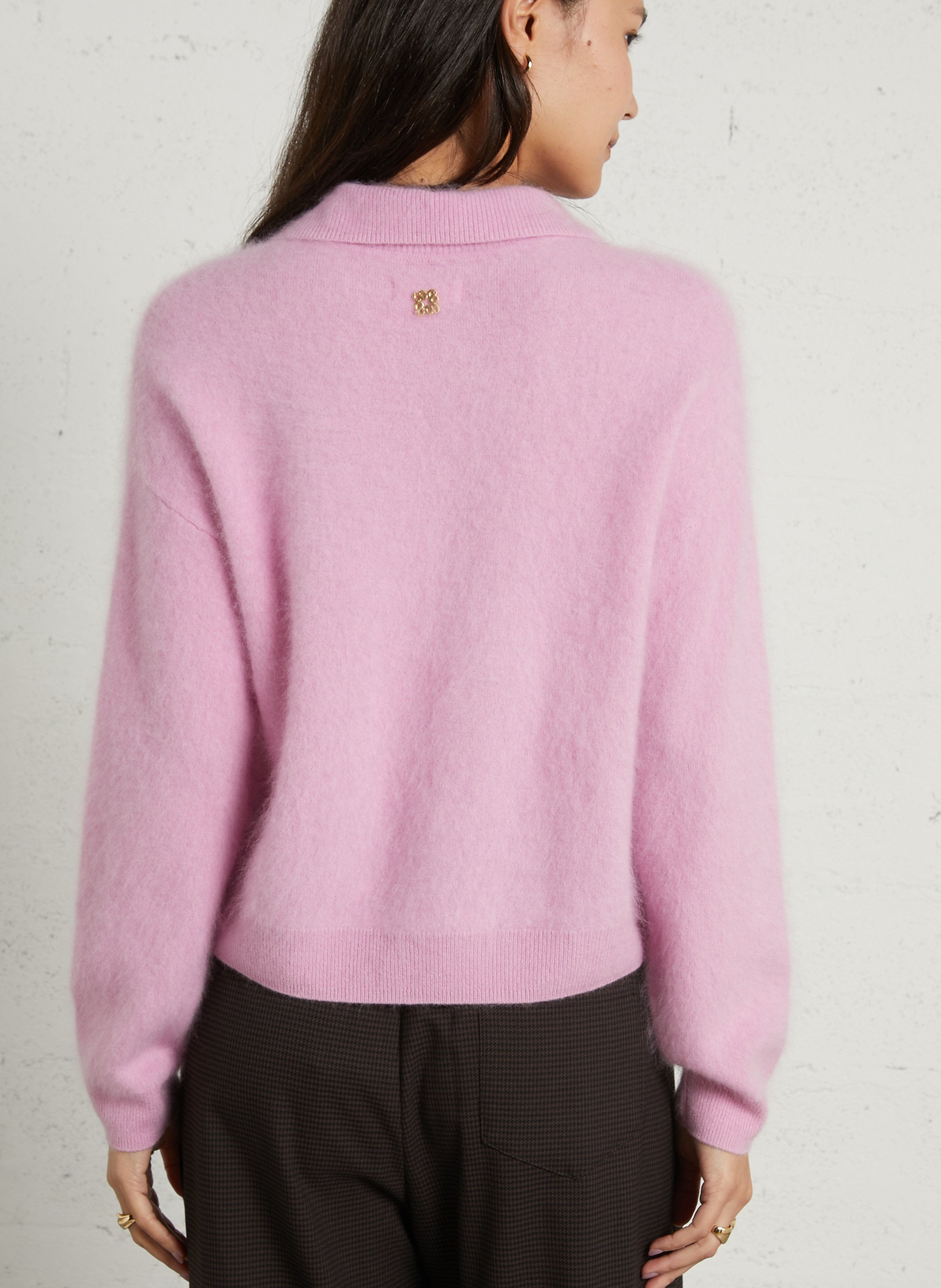 Oversized V-neck wool and cashmere sweater SUNCOO Pink