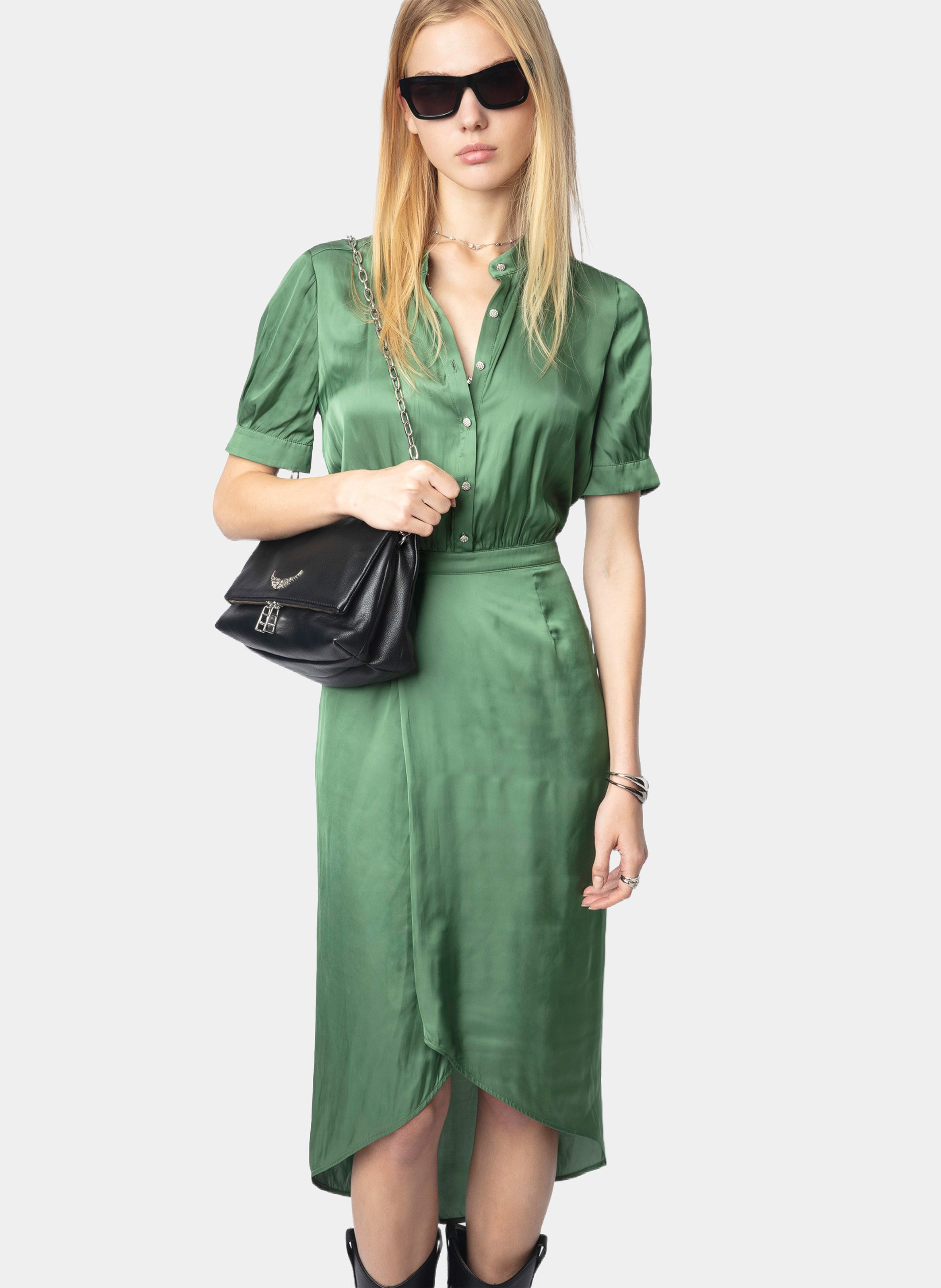 Robe midi cintrée à manches courtes  ZADIG&VOLTAIRE Vert