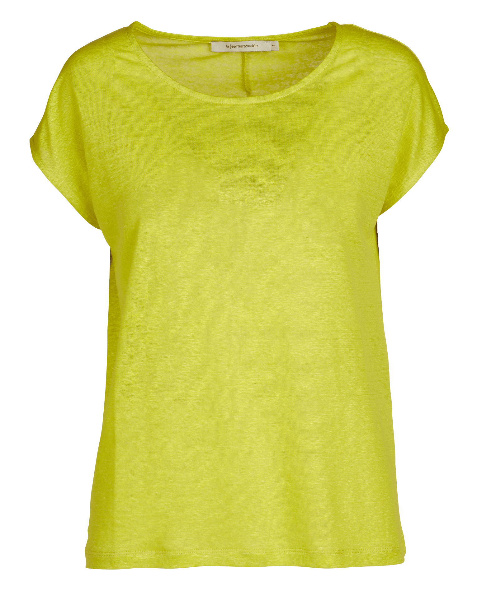 Straight-cut marled linen T-shirt LA FEE MARABOUTEE Green