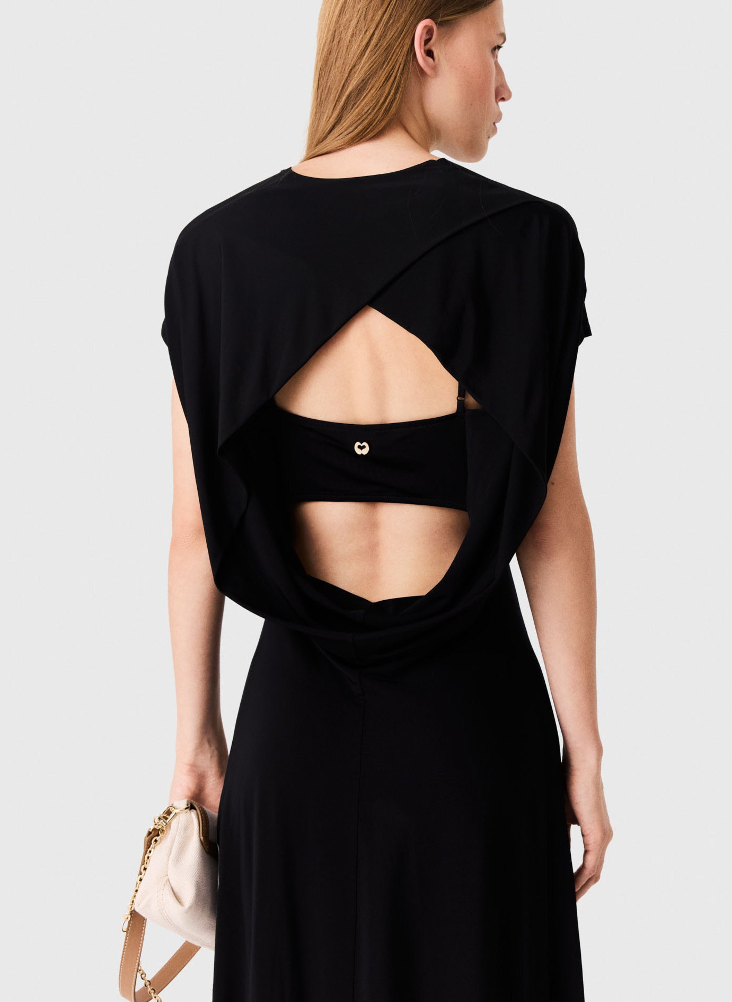 Robe longue fluide à découpe dos MAJE Noir