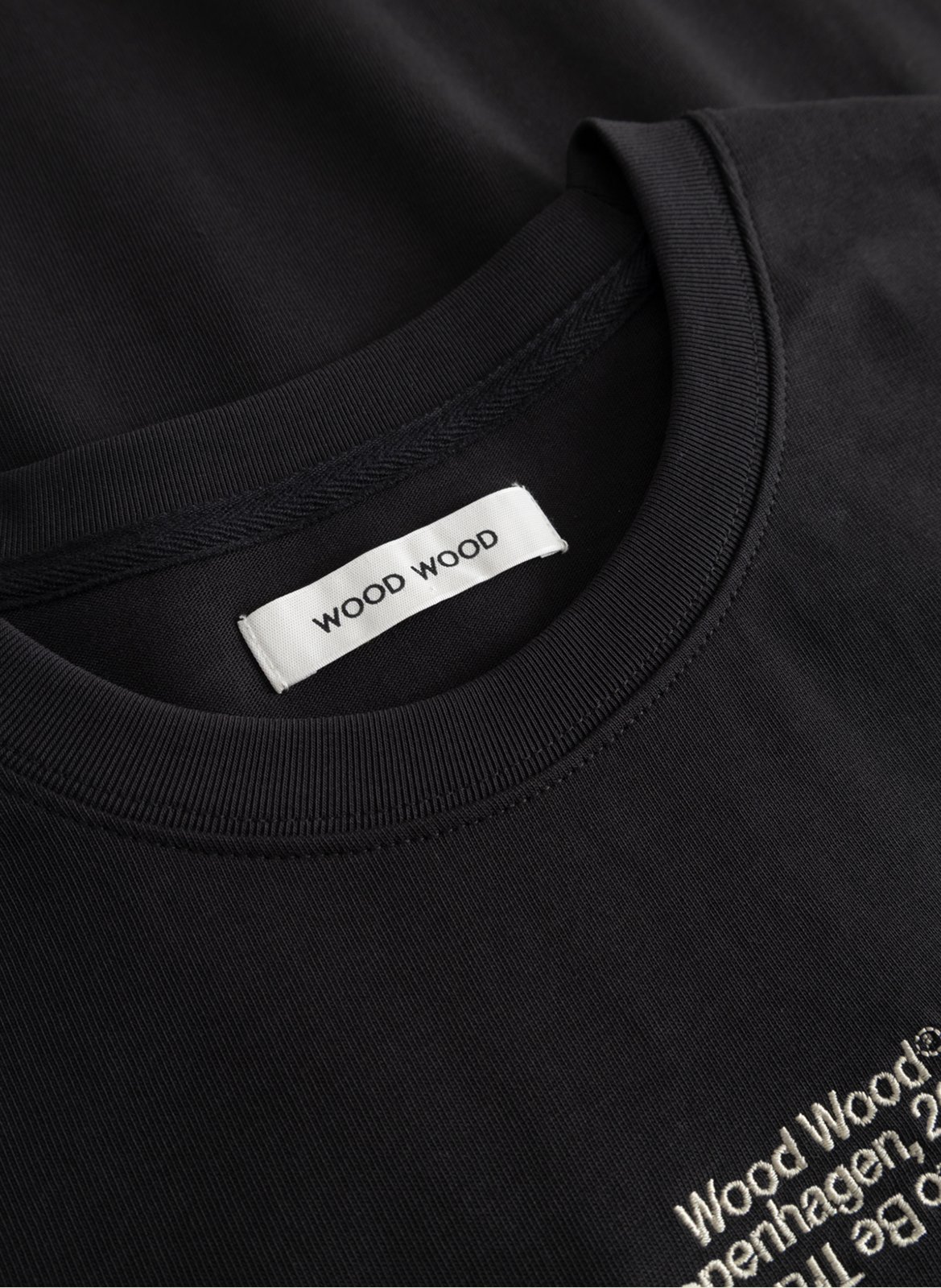 Tee-shirt col rond en coton WOOD WOOD Noir