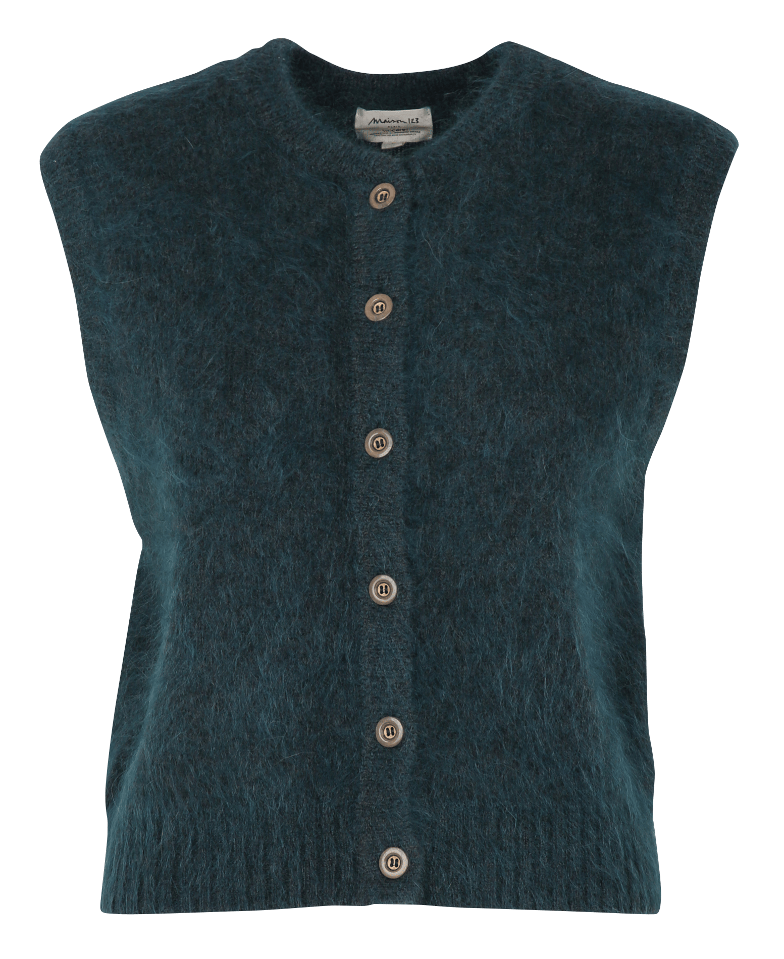 Sleeveless straight round neck mohair blend vest MAISON 123 Blue