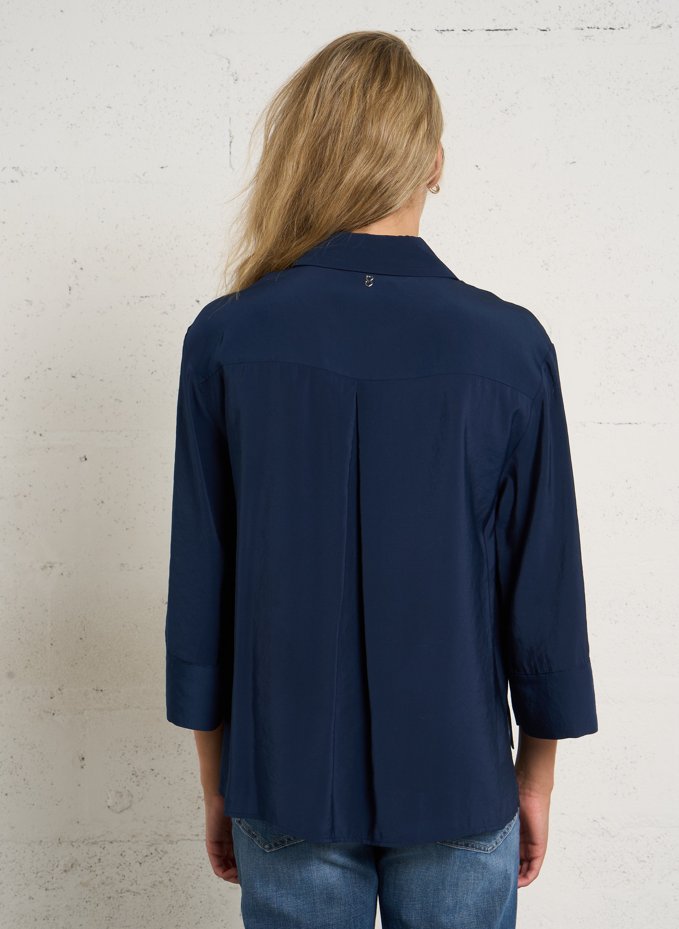 Classic-collar shirt PLEASE Blue