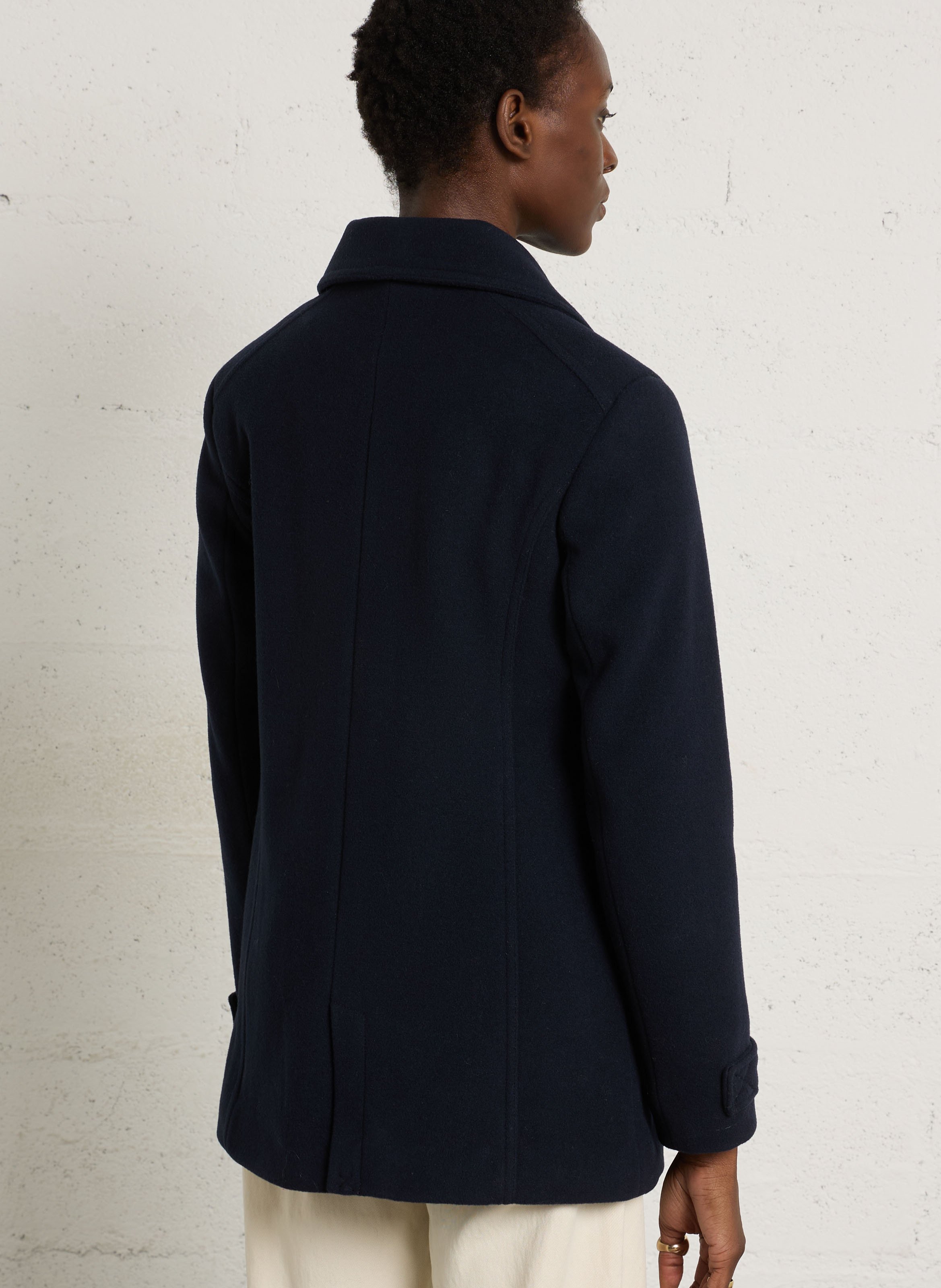 Manteau droit col tailleur en laine ARMOR LUX Bleu