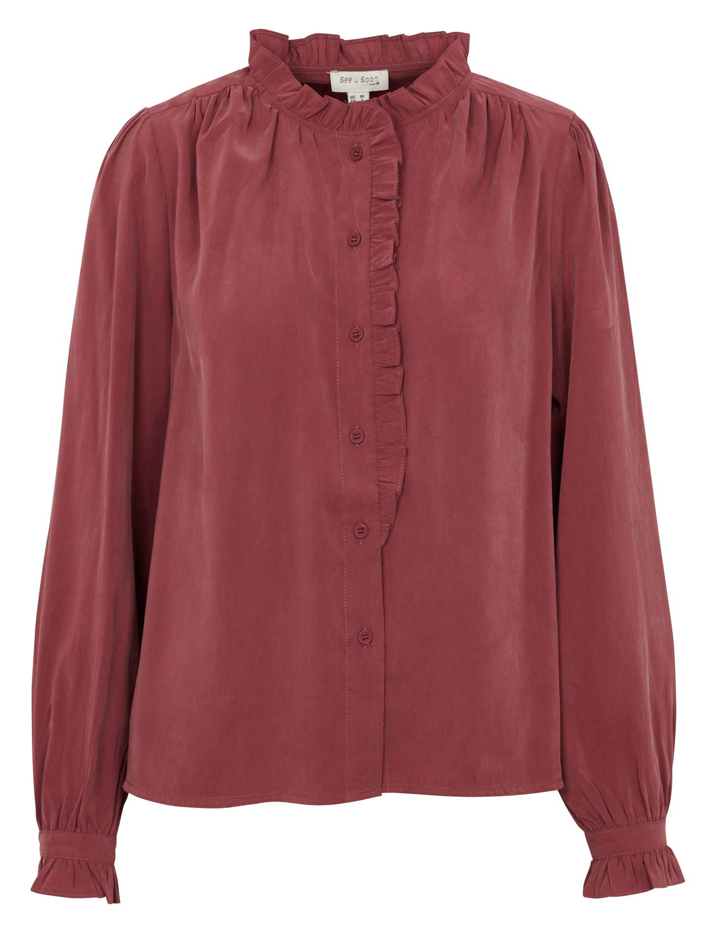 Chemise col rond à volant SEE U SOON Rouge