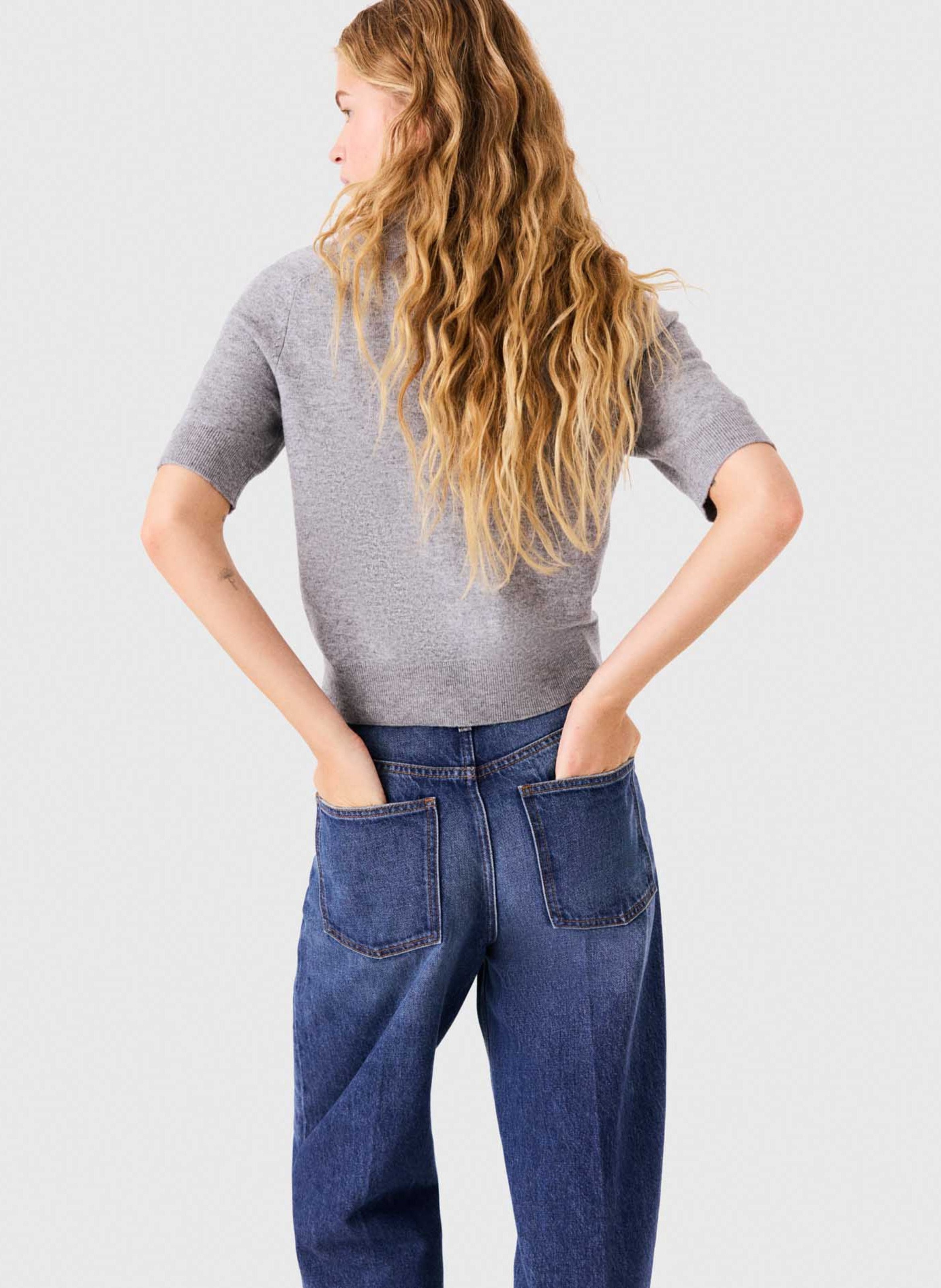 Pull droit col rond à foulard en laine mélangée MAJE Gris