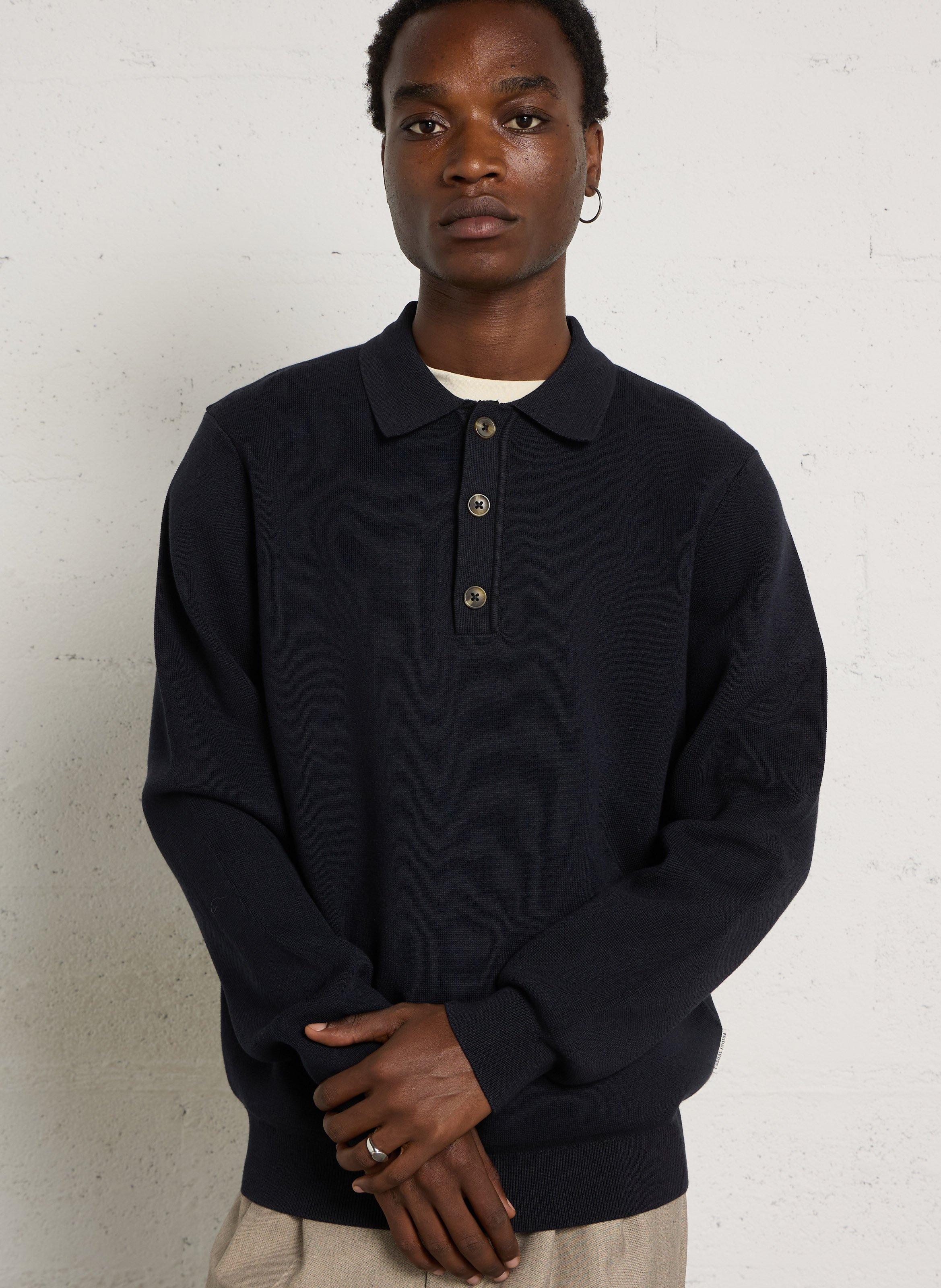 Polo collar knitted sweater CASUAL FRIDAY Blue