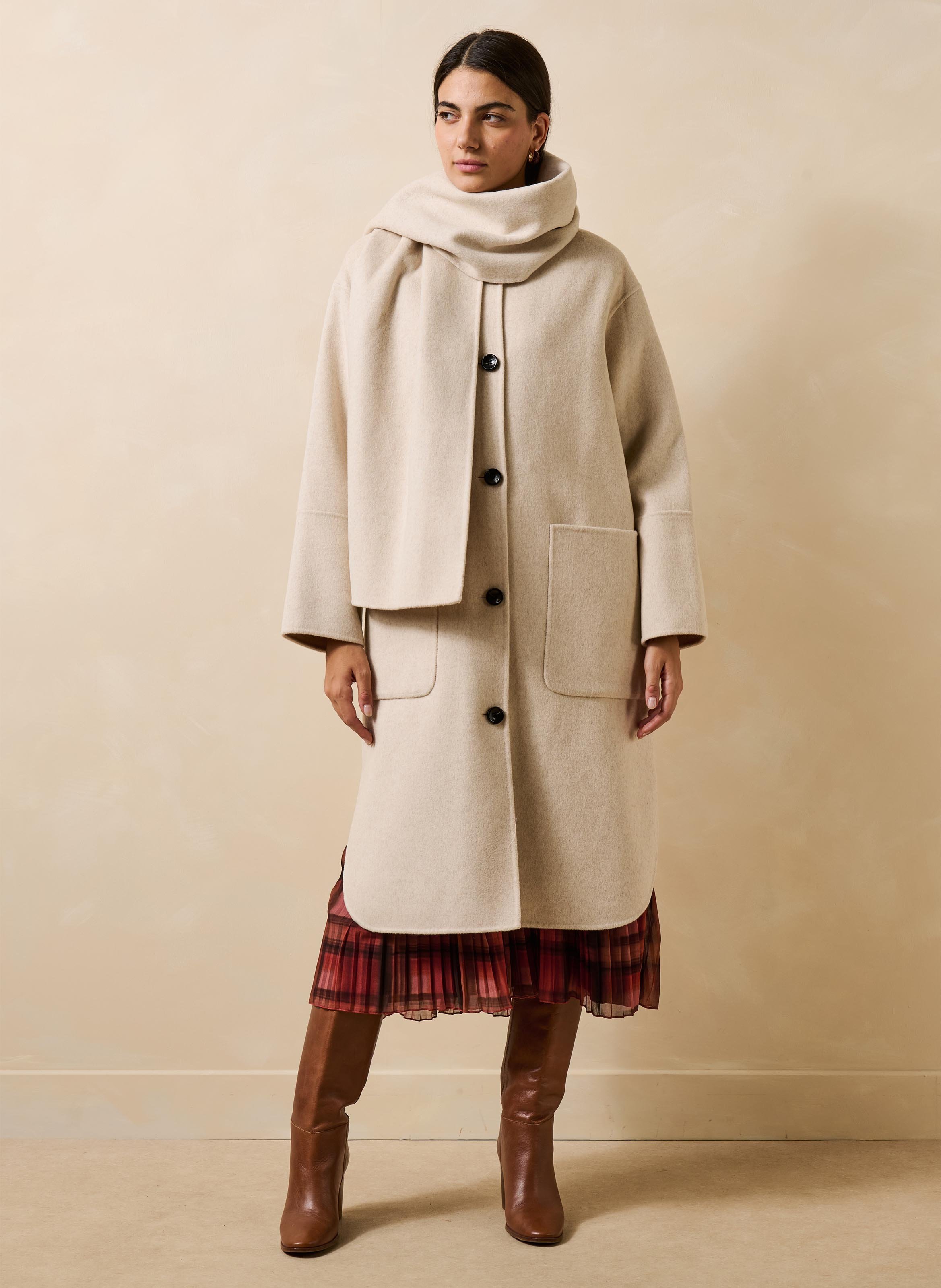 Manteau oversize en laine recyclée mélangée LA FEE MARABOUTEE Blanc