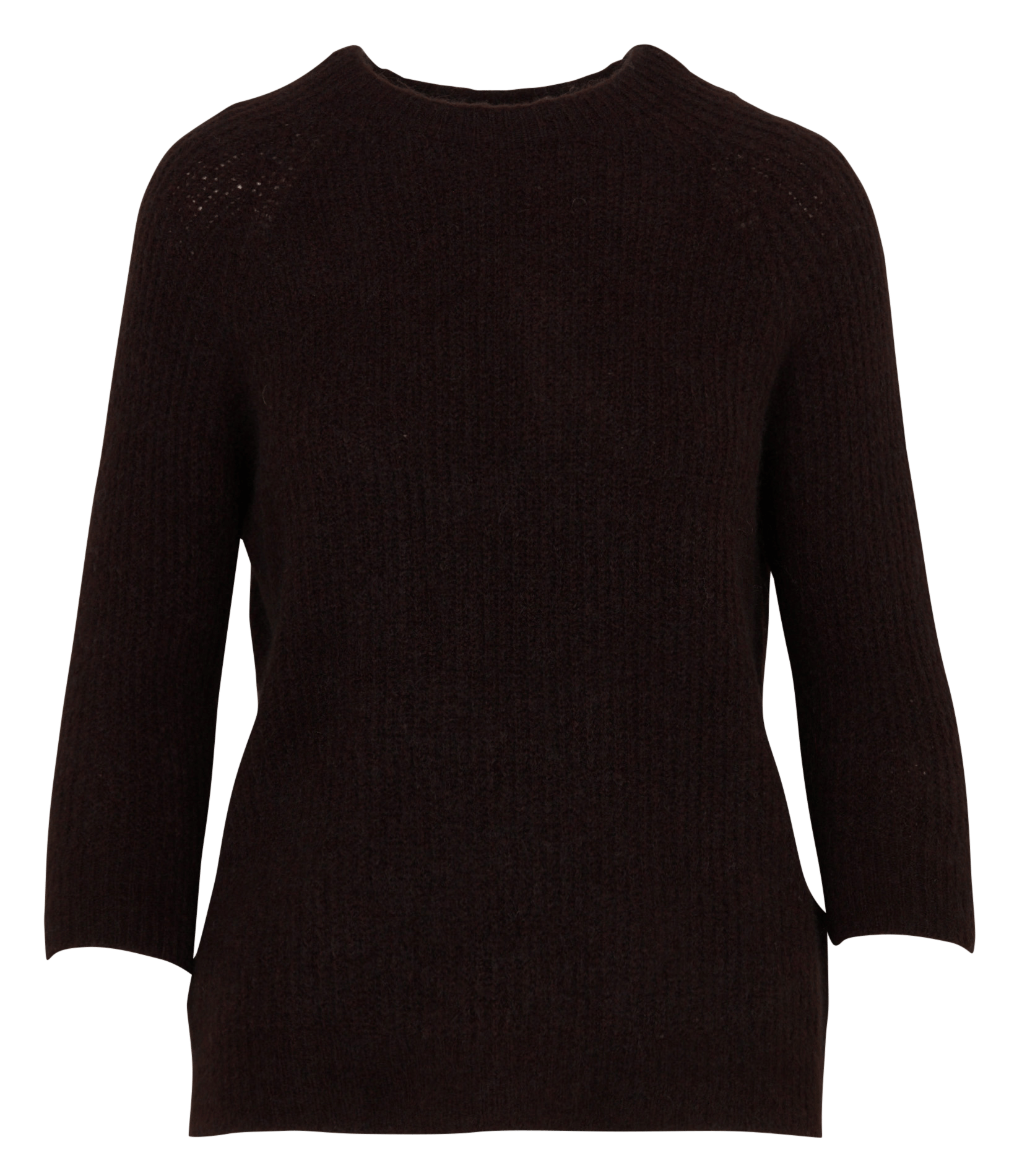 Pull droit col rond en maille mélangée MORGAN Marron