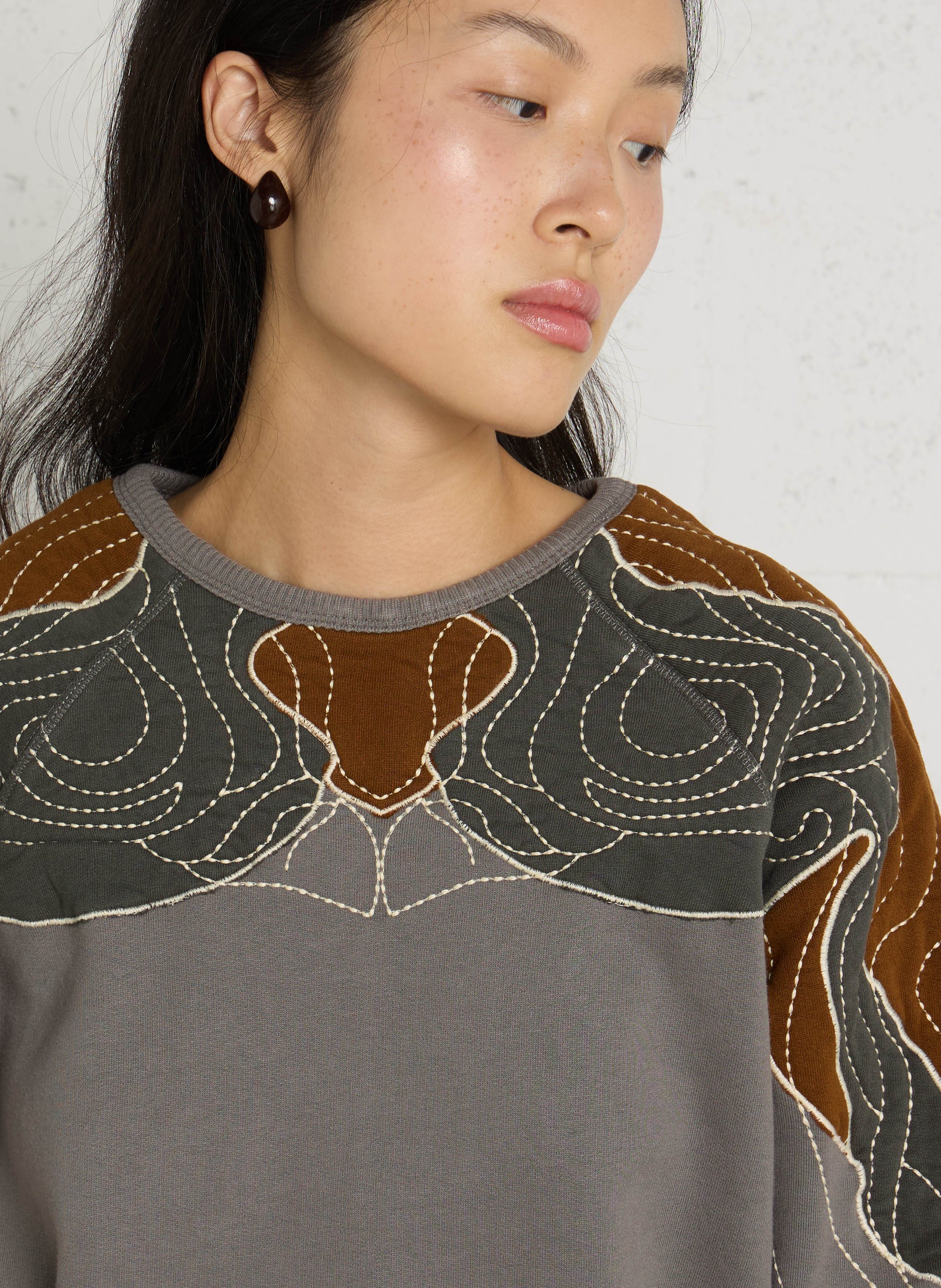Sweat oversize en coton bio mélangé LEON & HARPER Gris