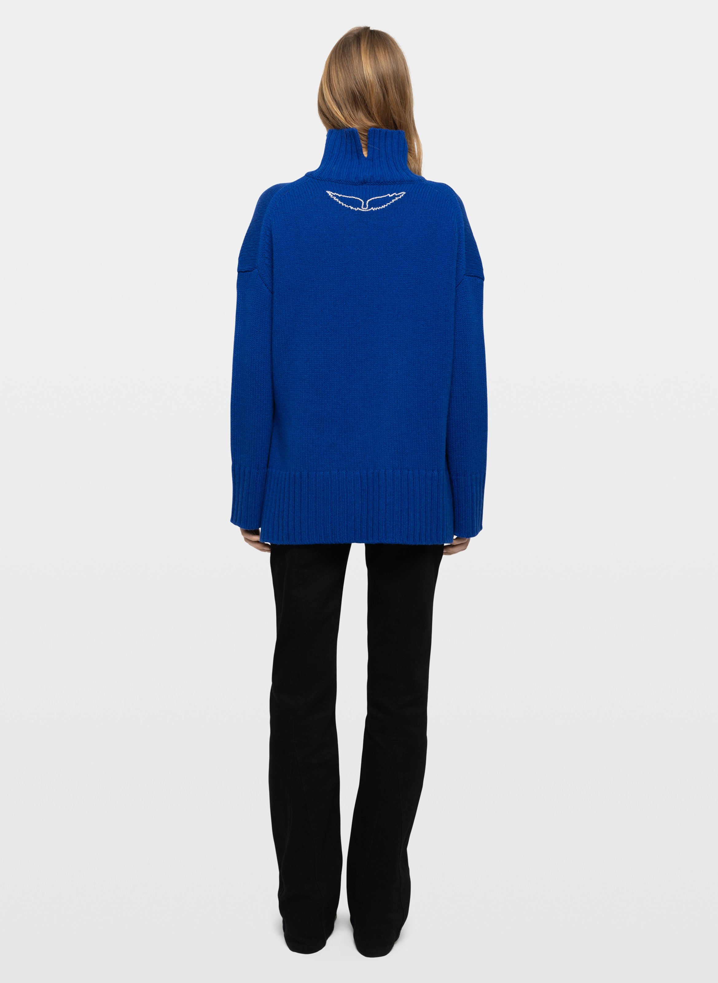Weiter Pullover aus Wolle und Kaschmir mit Stehkragen ZADIG&VOLTAIRE Blau