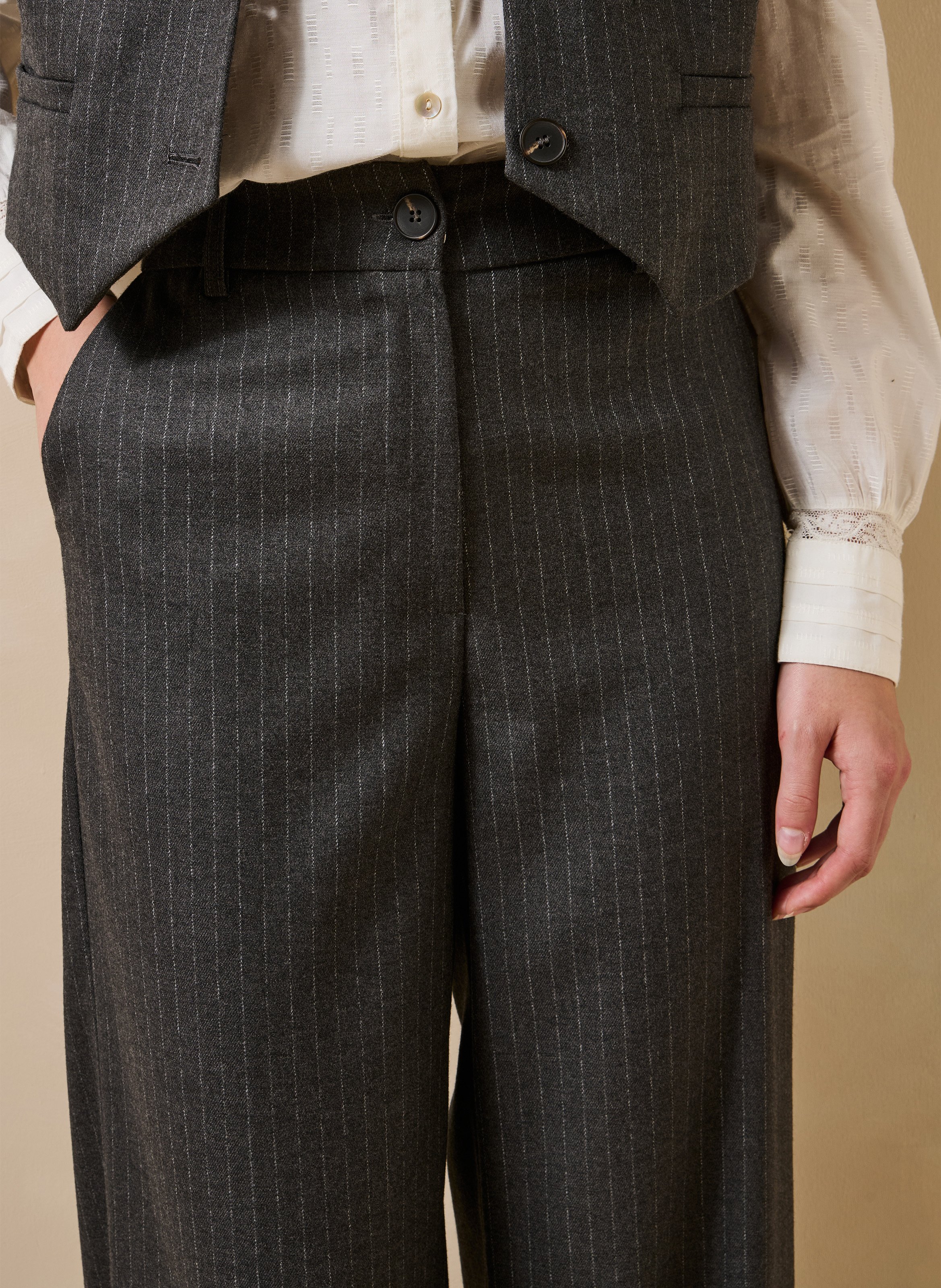 Pantalon large à rayures LA FEE MARABOUTEE Gris