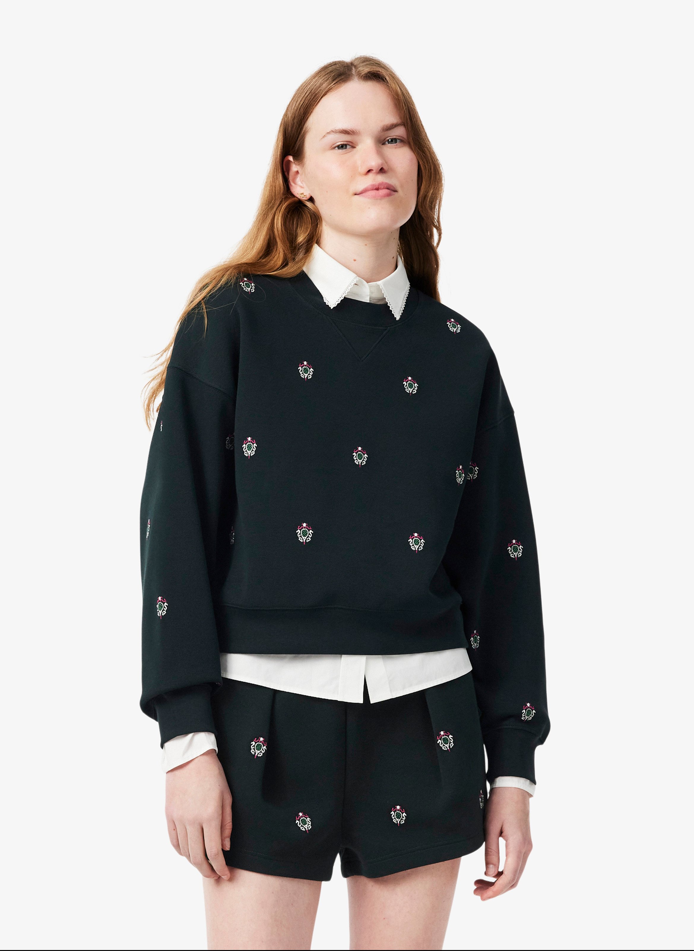Rechte sweater van katoenmix met borduursel LACOSTE Groen