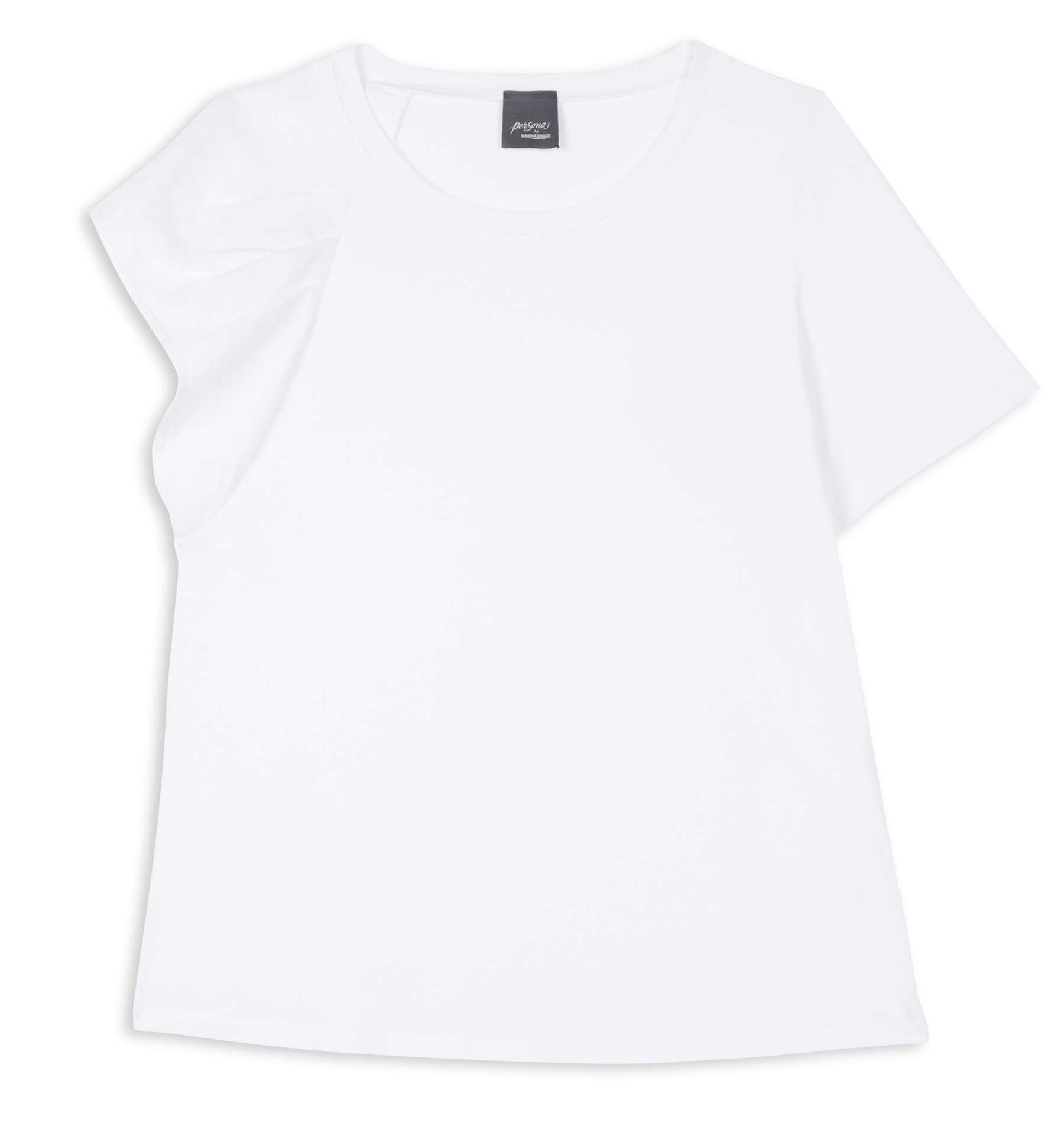 Gerade geschnittenes T-Shirt aus Baumwoll-Mix mit rundem Ausschnitt PERSONA by Marina Rinaldi Weiss
