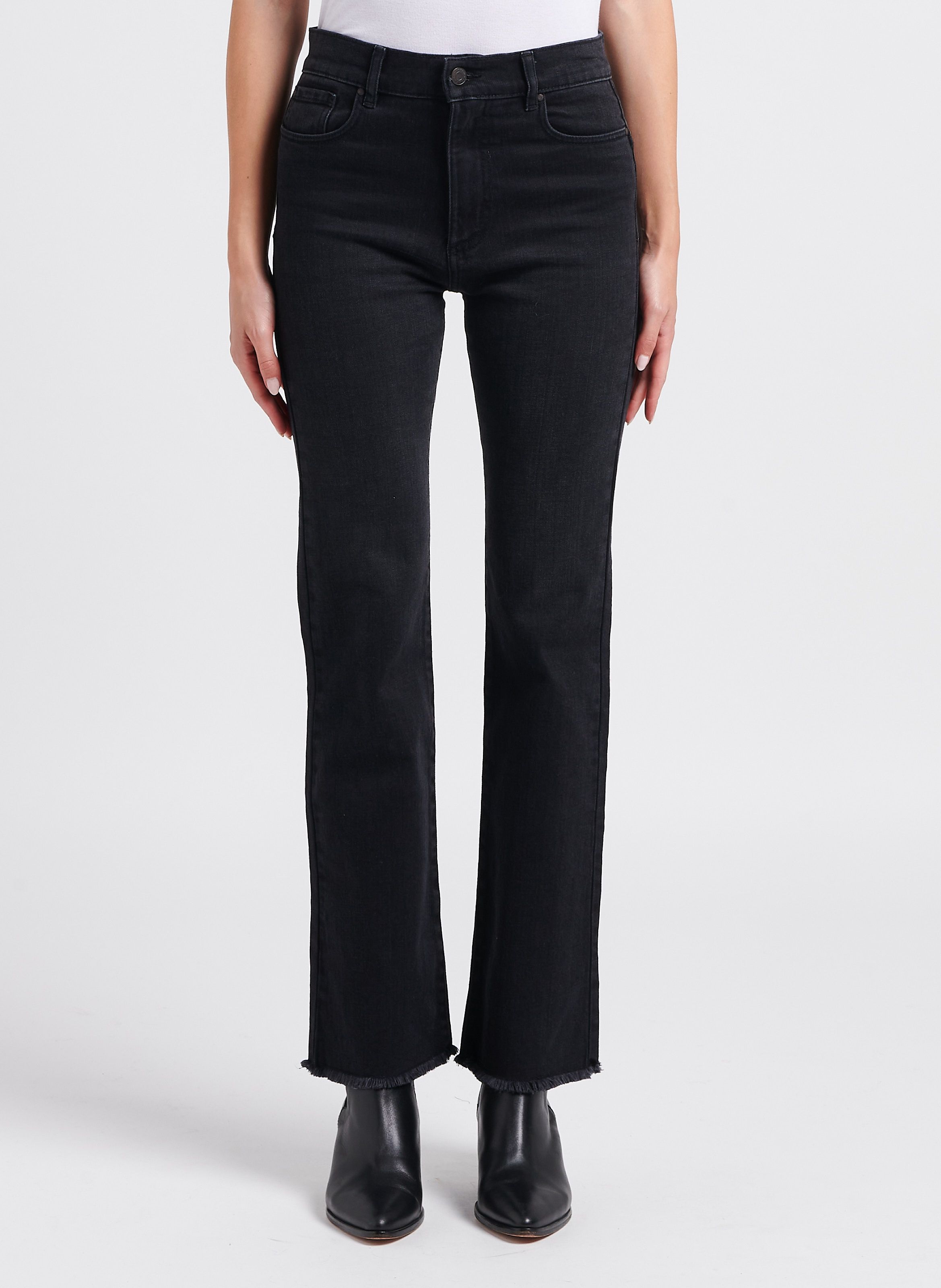 Cotton Twill Flare Jeans Noir Ikks Women Place des Tendances