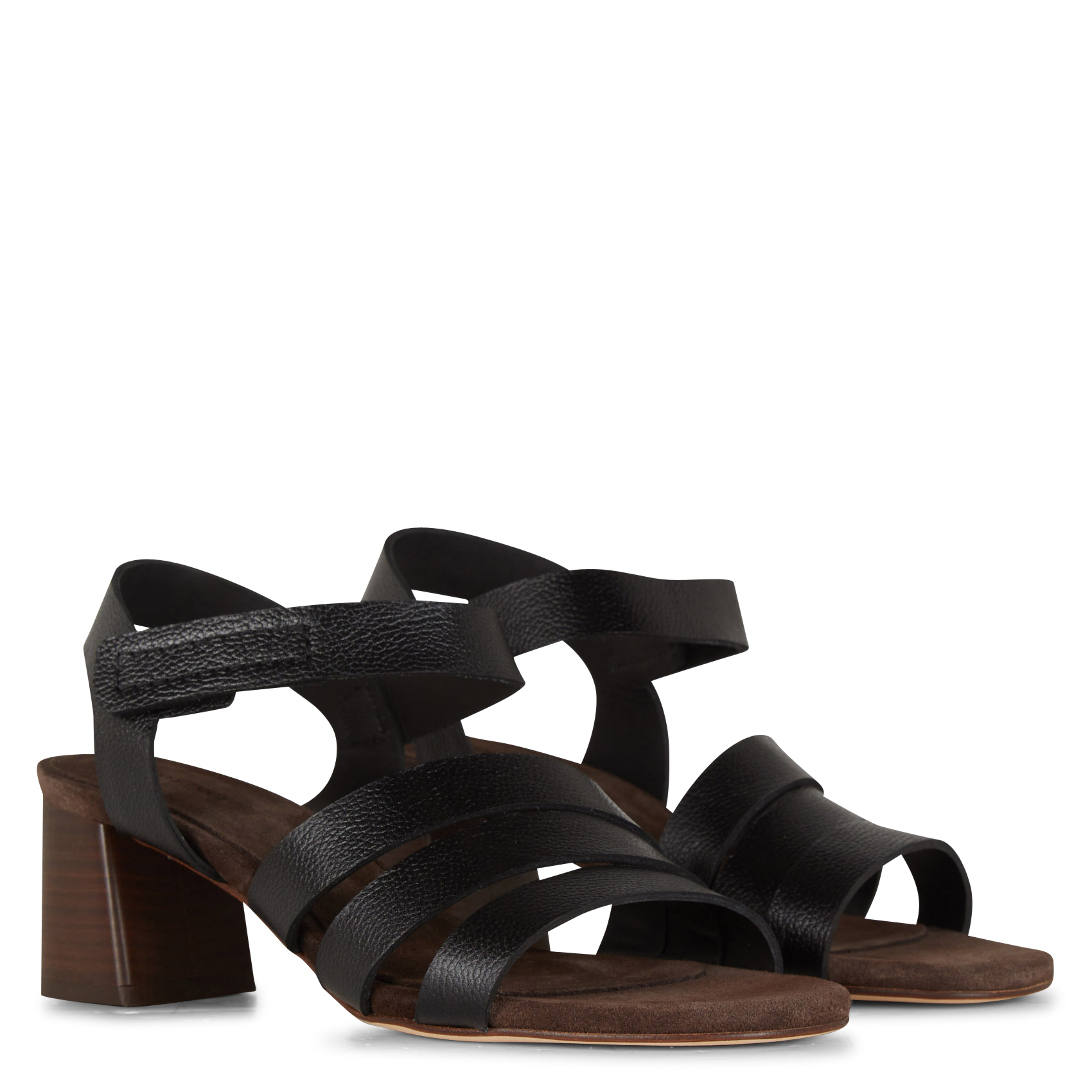 Sandalen aus genarbtem Leder mit Absatz ANONYMOUS COPENHAGEN Schwarz