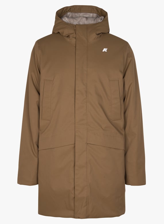 Abrigo largo cuello alto Marron K-Way Hombre Place des Tendances