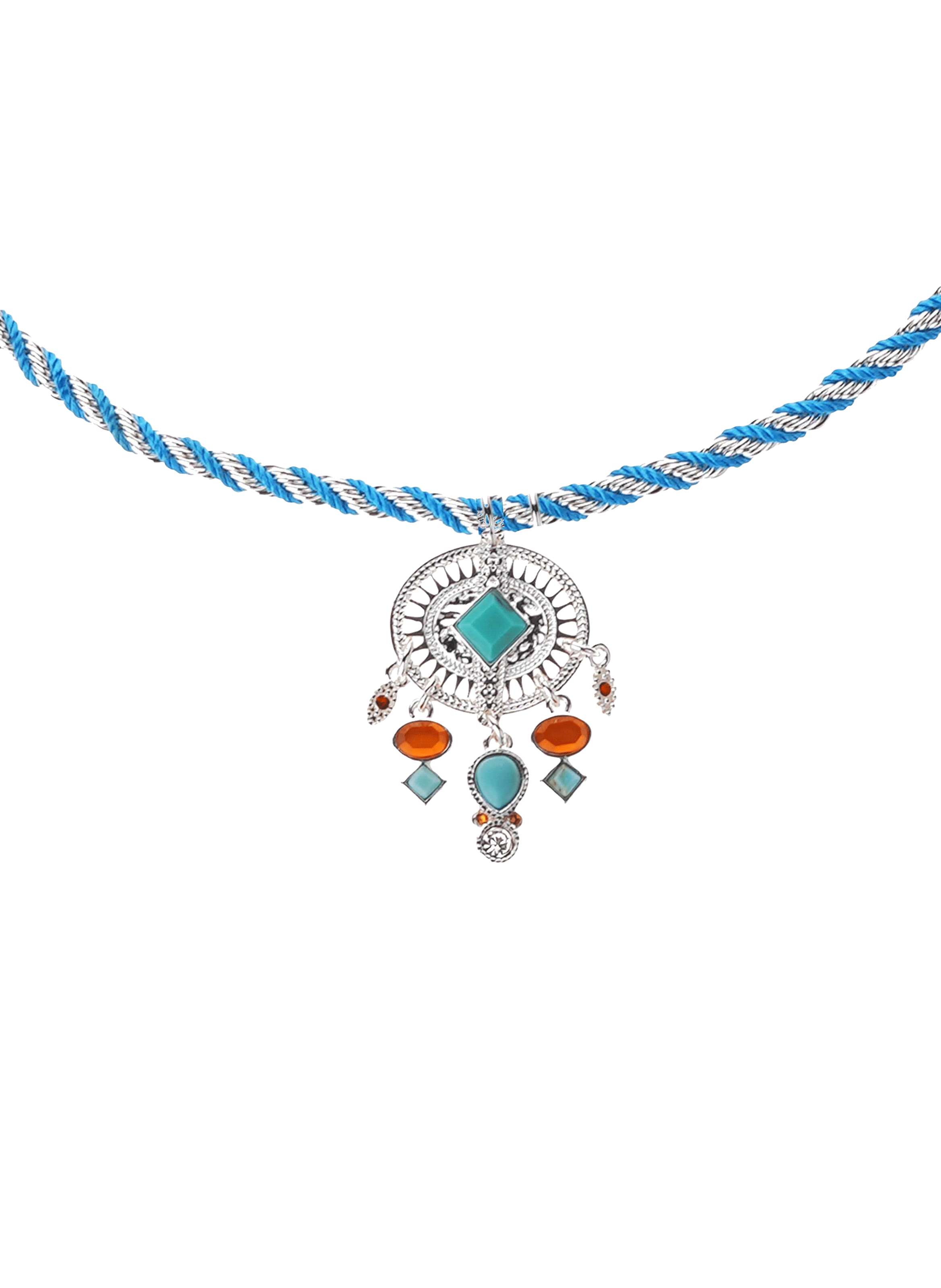 Adjustable cord necklace with central cabochon HIPANEMA Silver