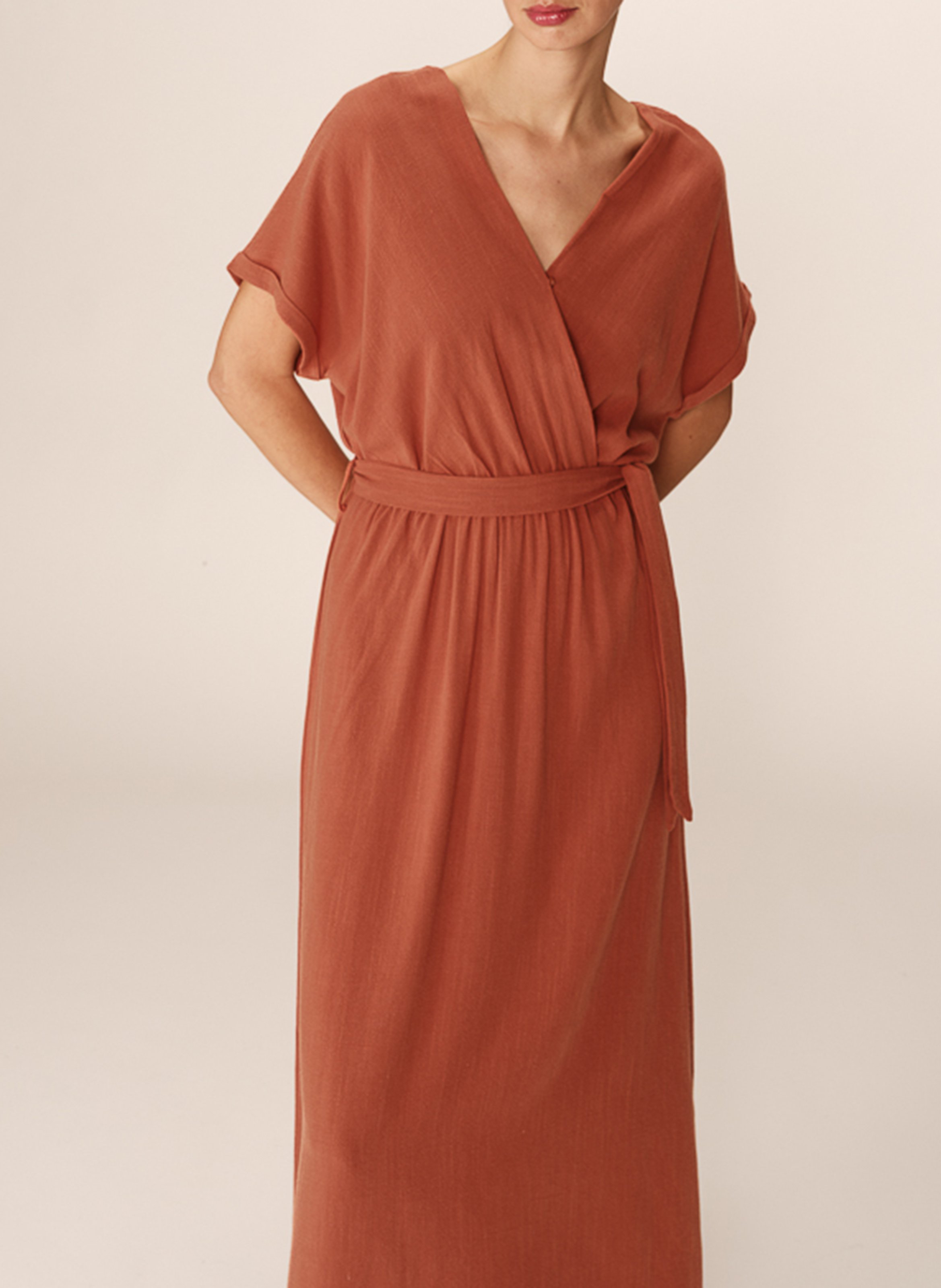 Long V-neck dress GRACE ET MILA Brown