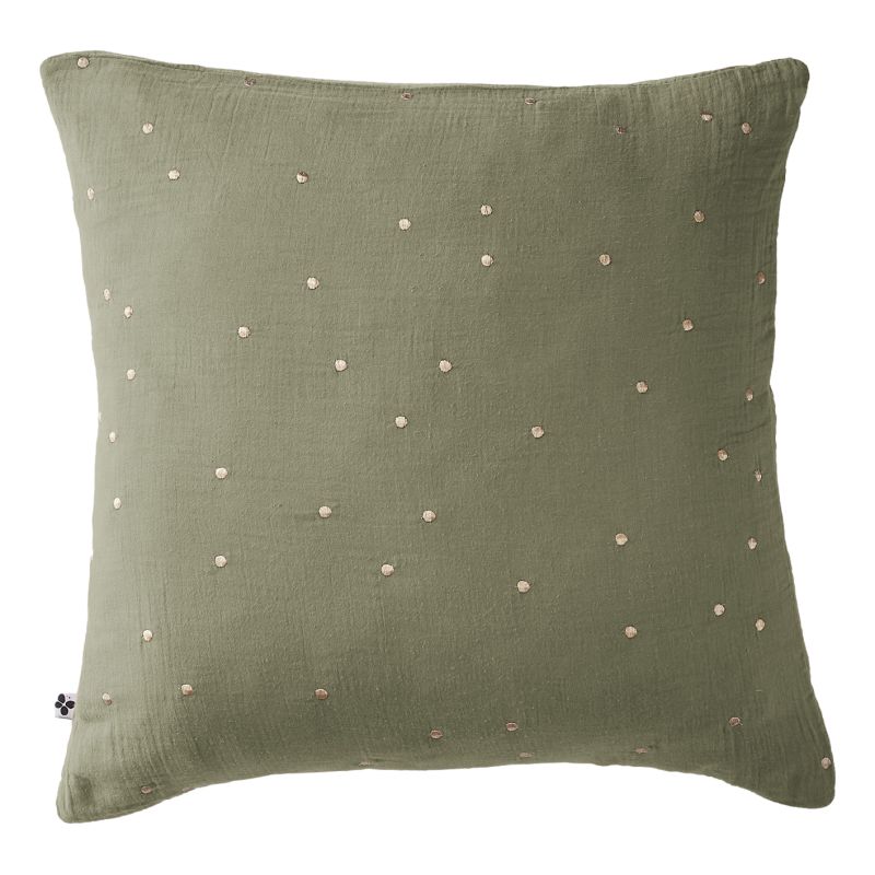 Cotton percale pillow case L'EFFET PAPILLON Green