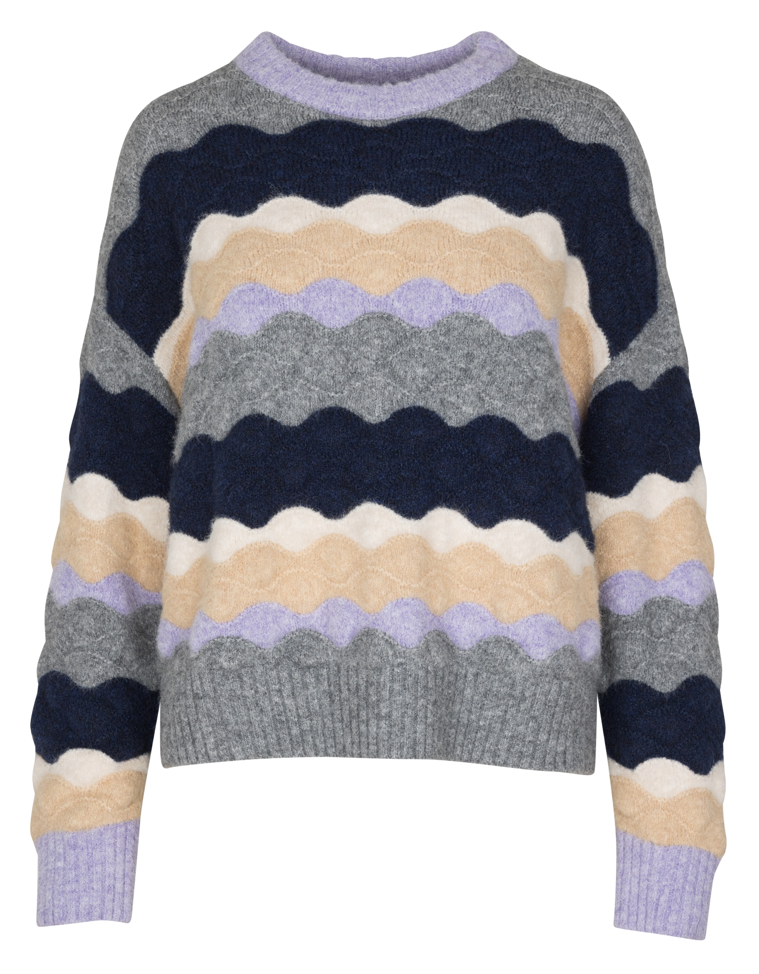 Pull ample rayé en maille fantaisie SUNCOO Gris