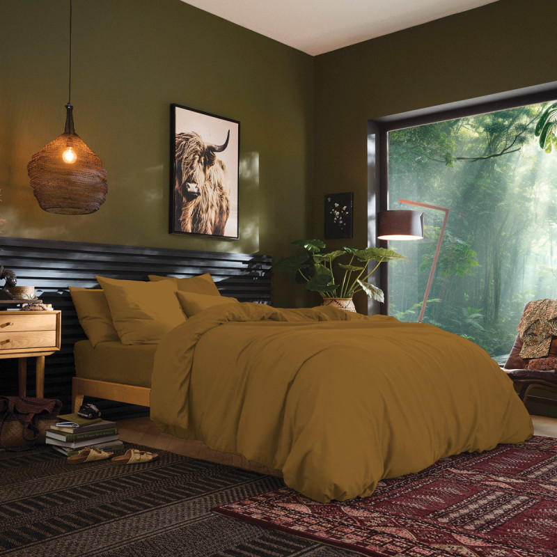 140 x 200 cm "premium" duvet cover for single bed COTON PUR Brown