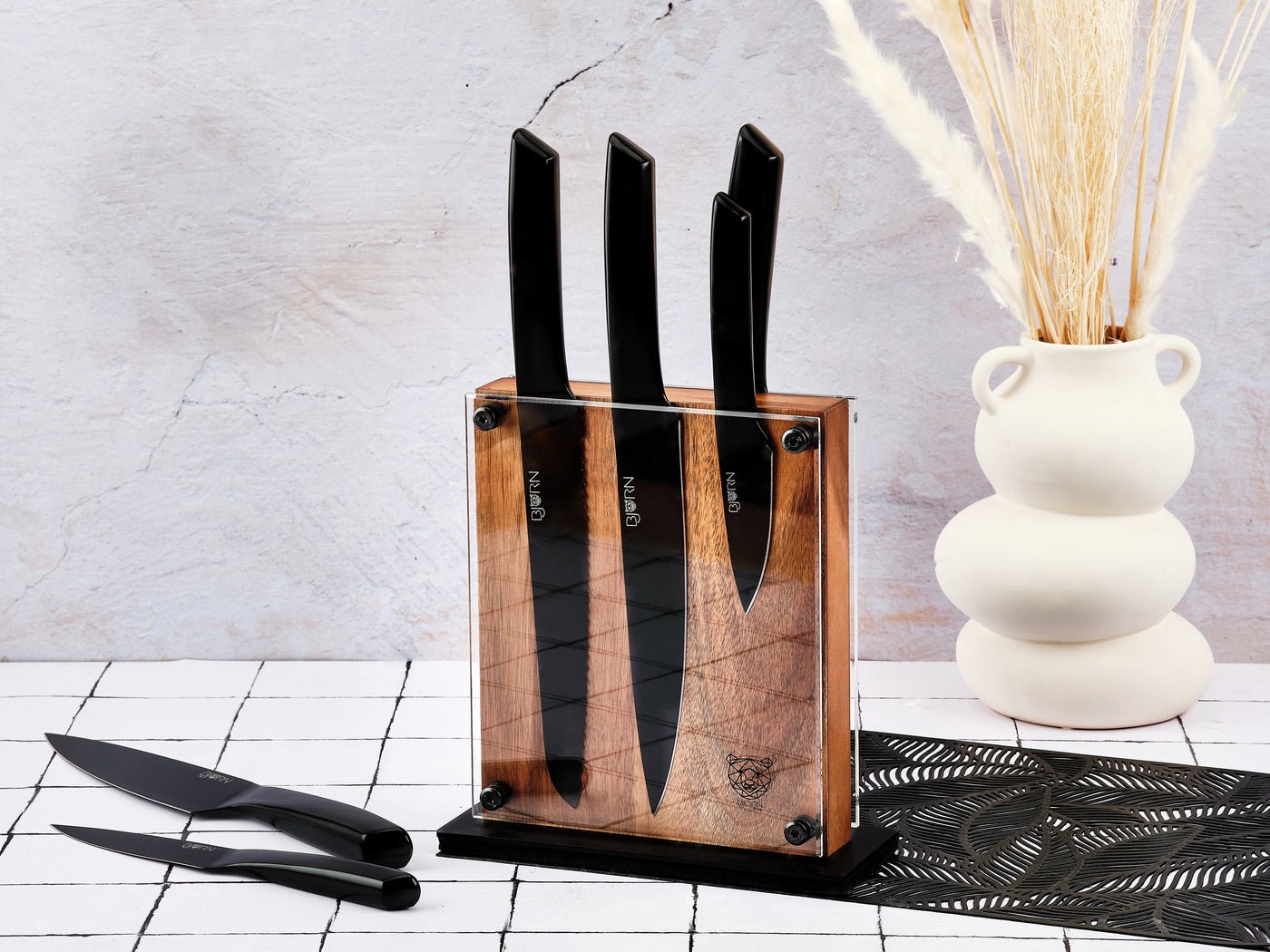 Jensen Rauma kitchen knife set - 7 pieces BJORN Black