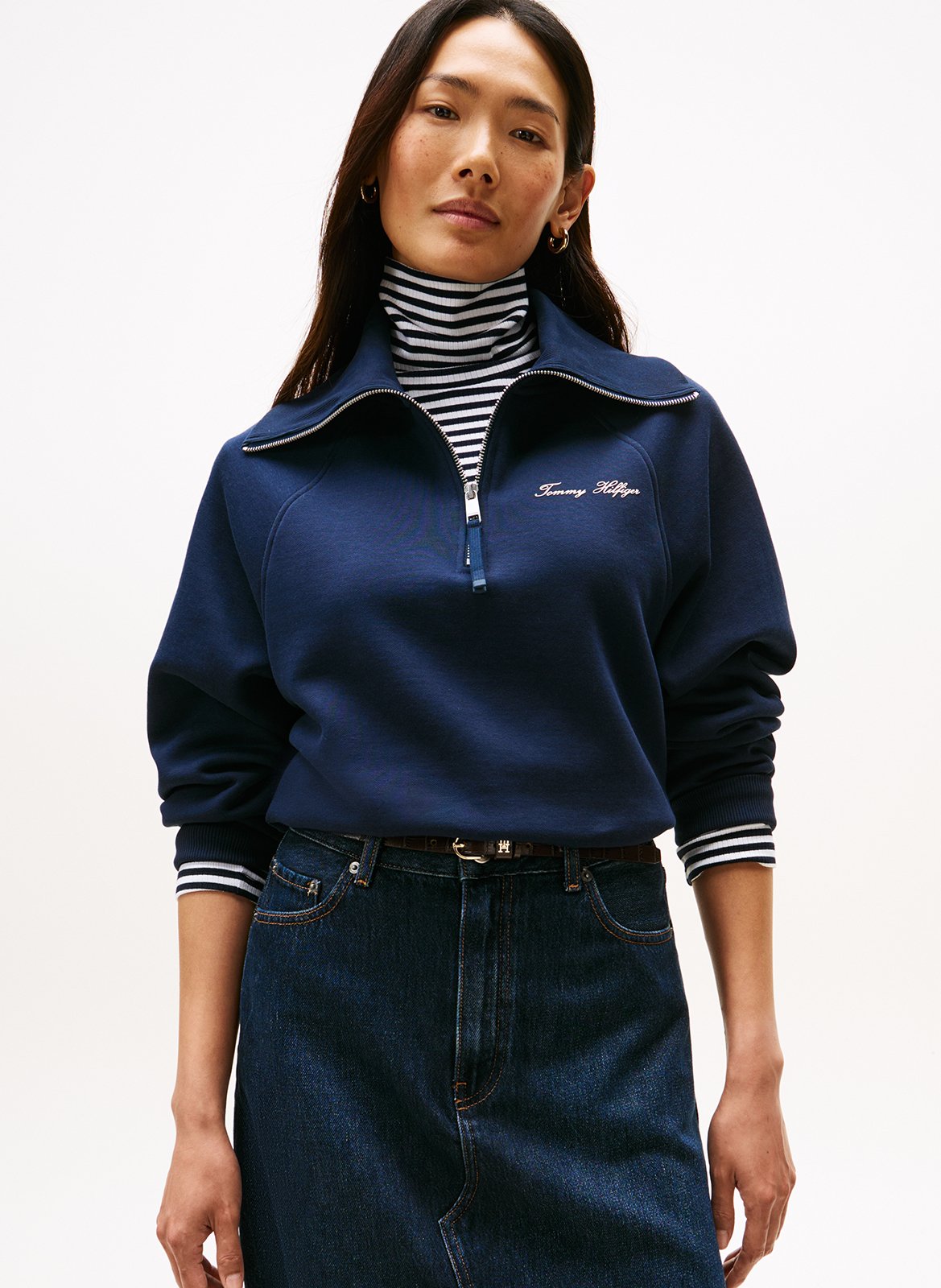 Sweat droit en coton mélangé TOMMY HILFIGER Bleu