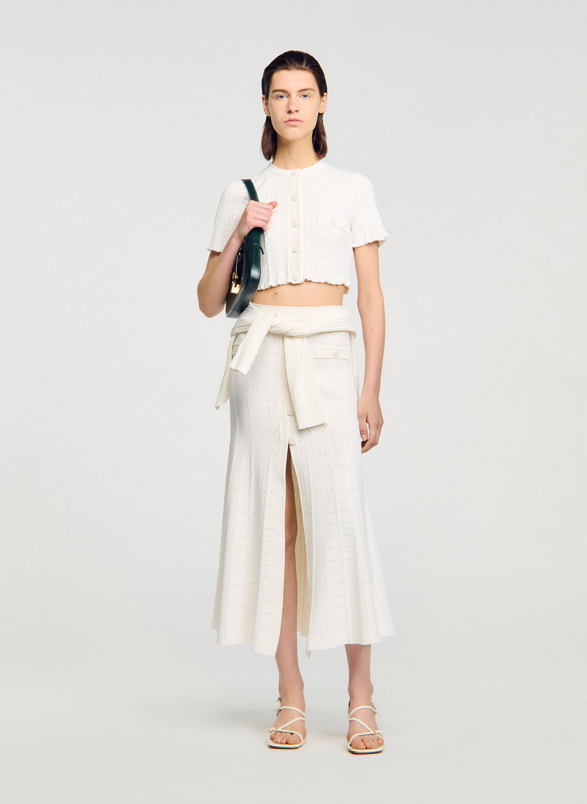 Gilet col rond  SANDRO Blanc