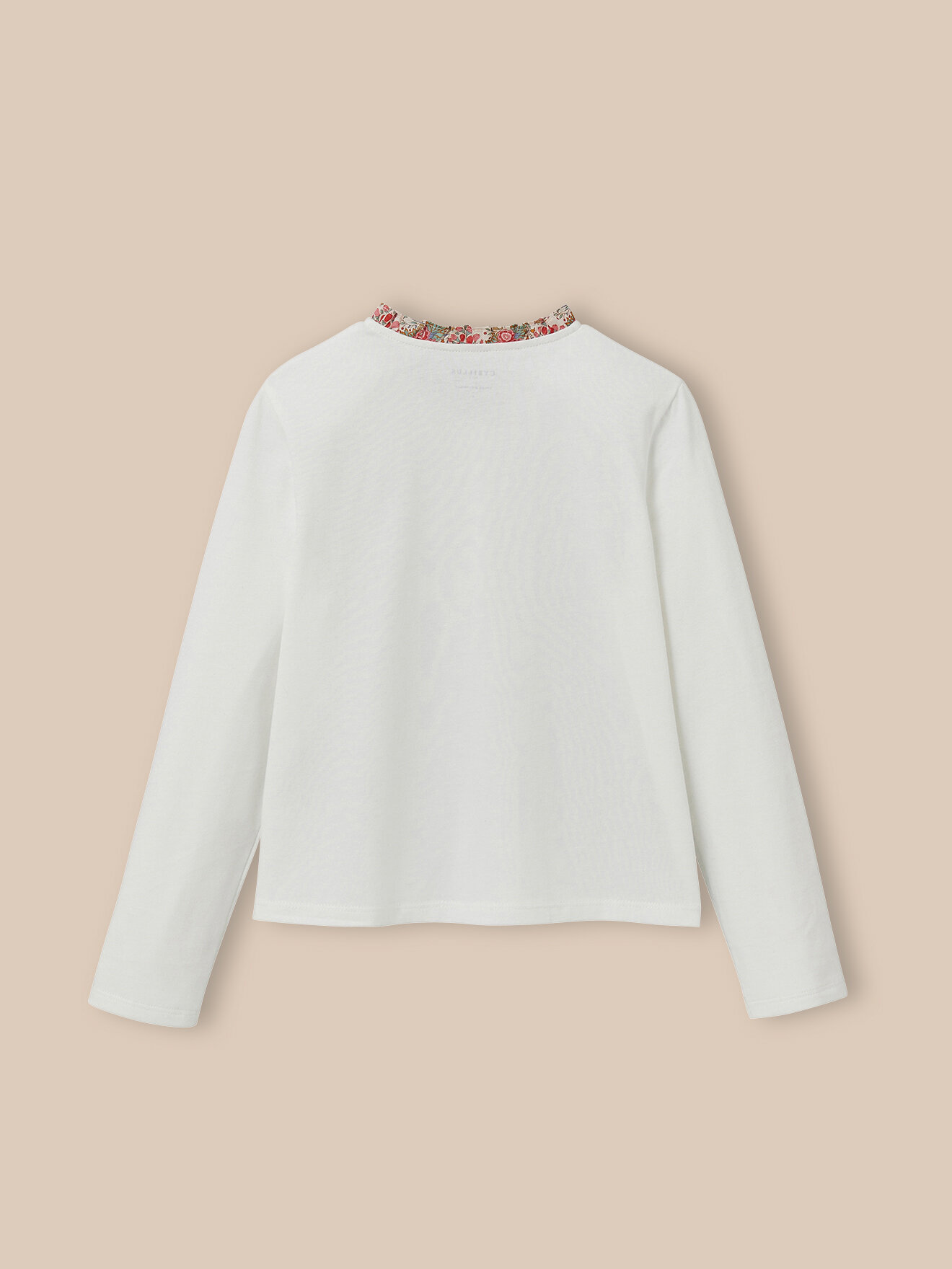 Tunisian T-shirt in organic cotton Liberty fabric CYRILLUS White