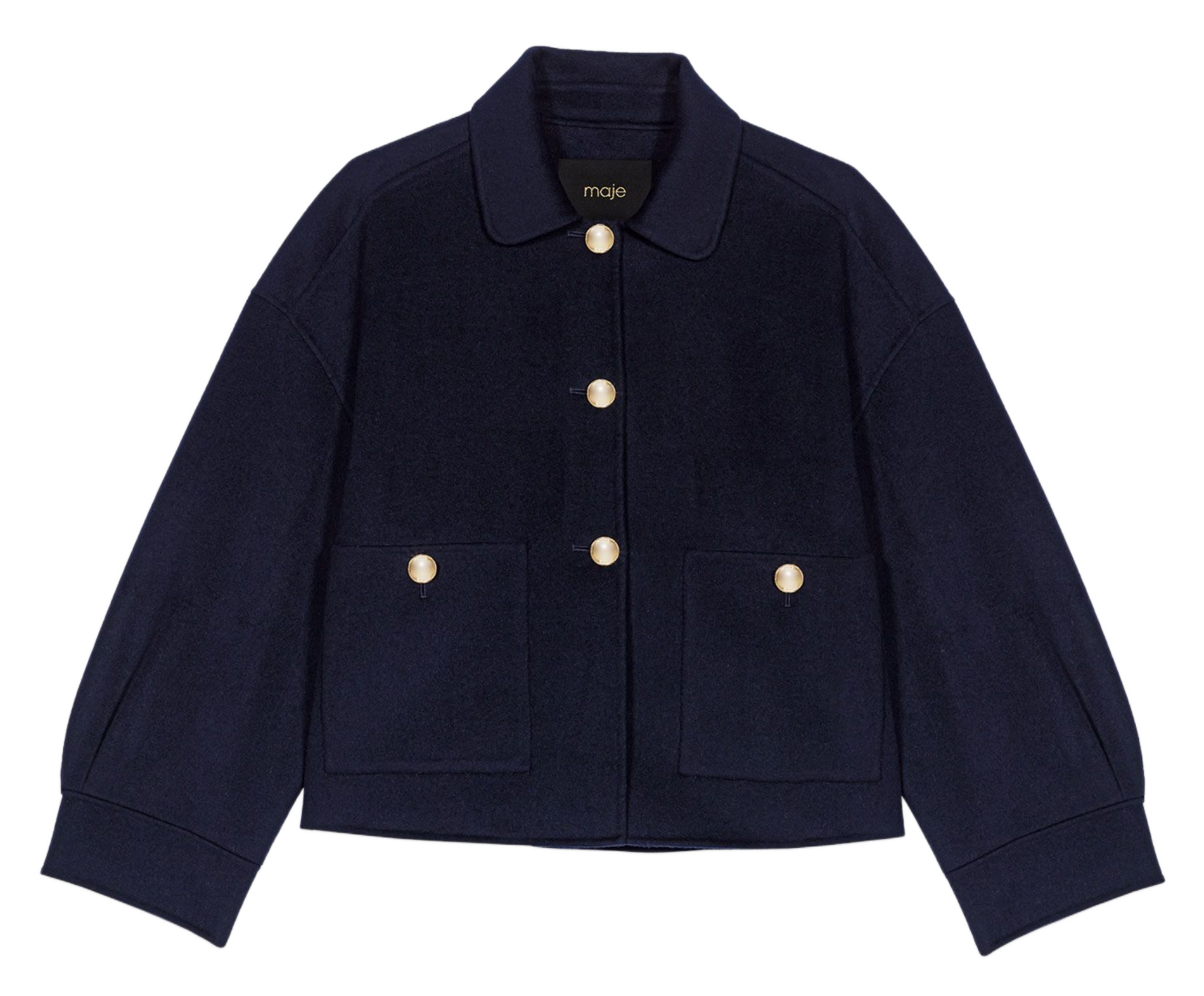 Veste courte ample en laine mélangée MAJE Bleu