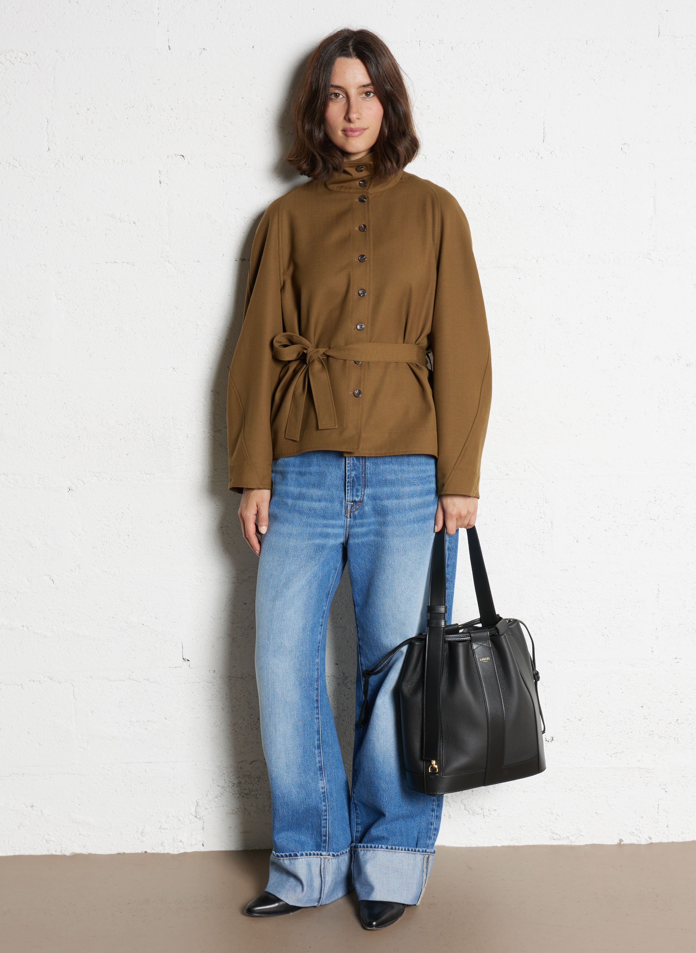 Sac seau en cuir LANCEL Noir