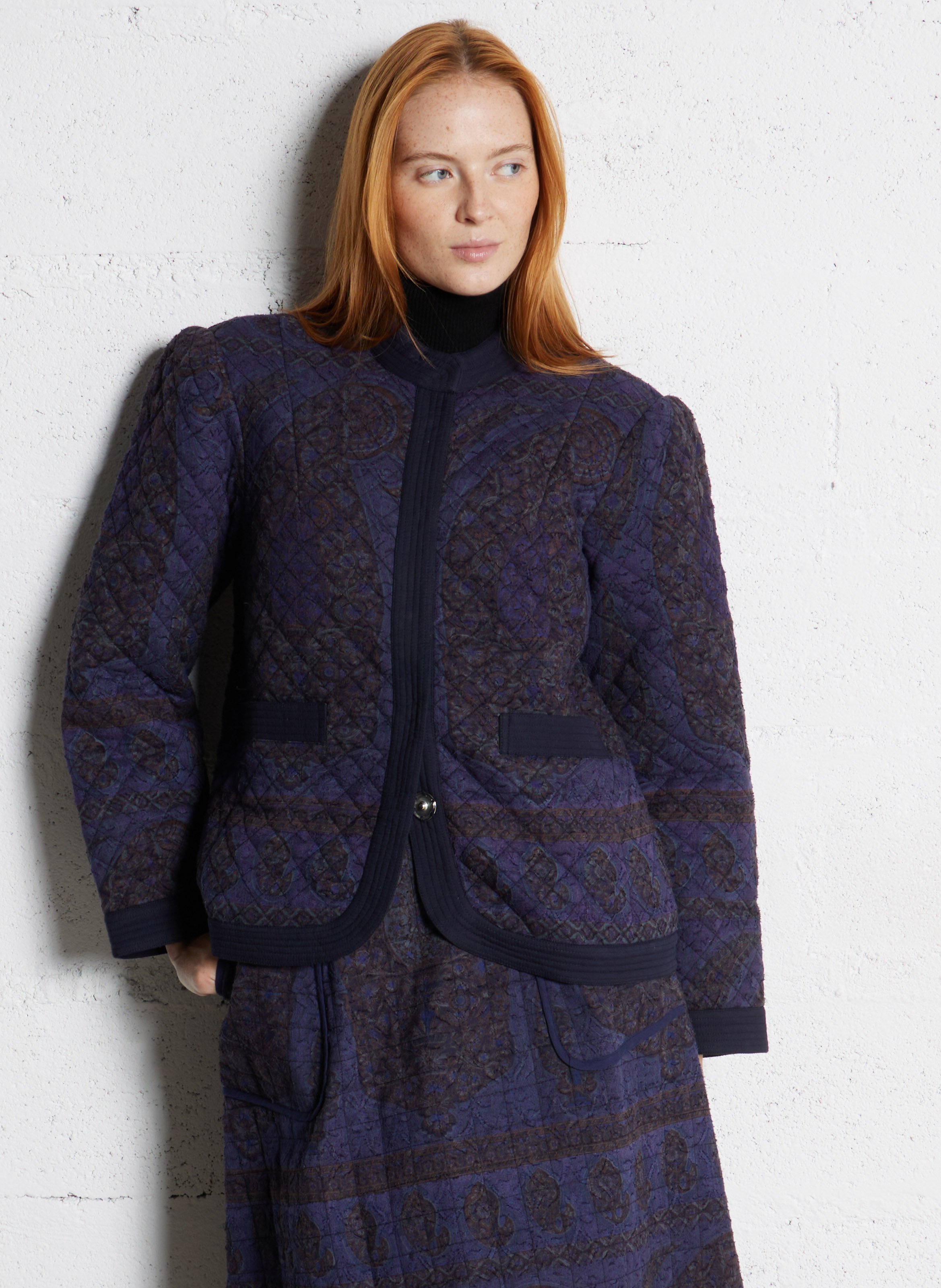 Bedruckte gerade Baumwolljacke ANTIK BATIK Blau