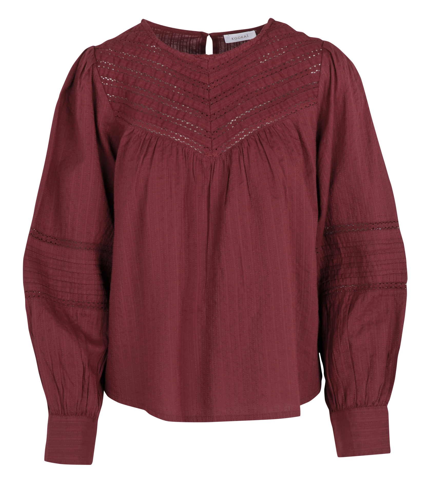 Blouse met ronde hals | katoenblend KOOKAI Rood