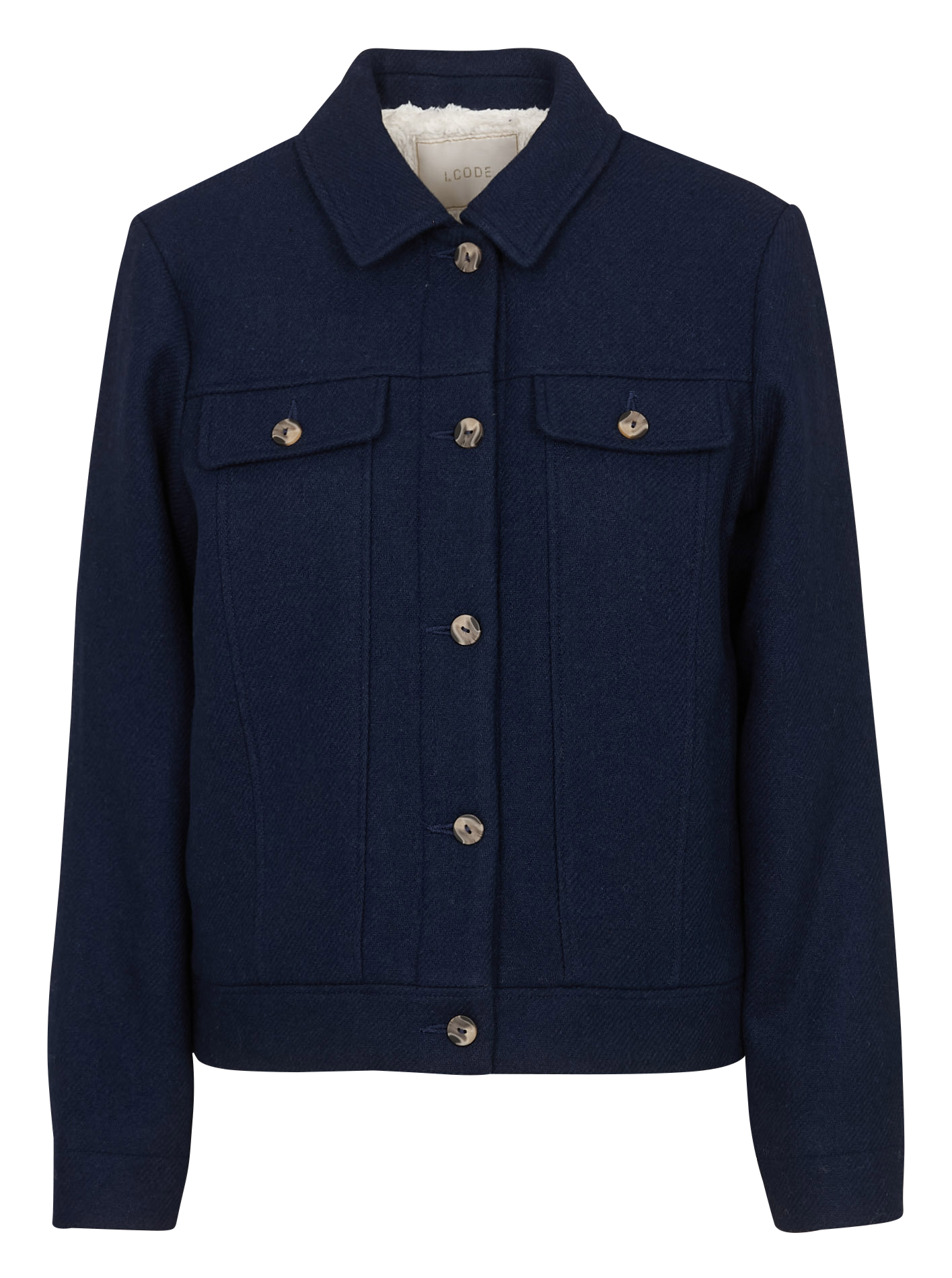 Veste droite col classique en laine mélangée I CODE Bleu