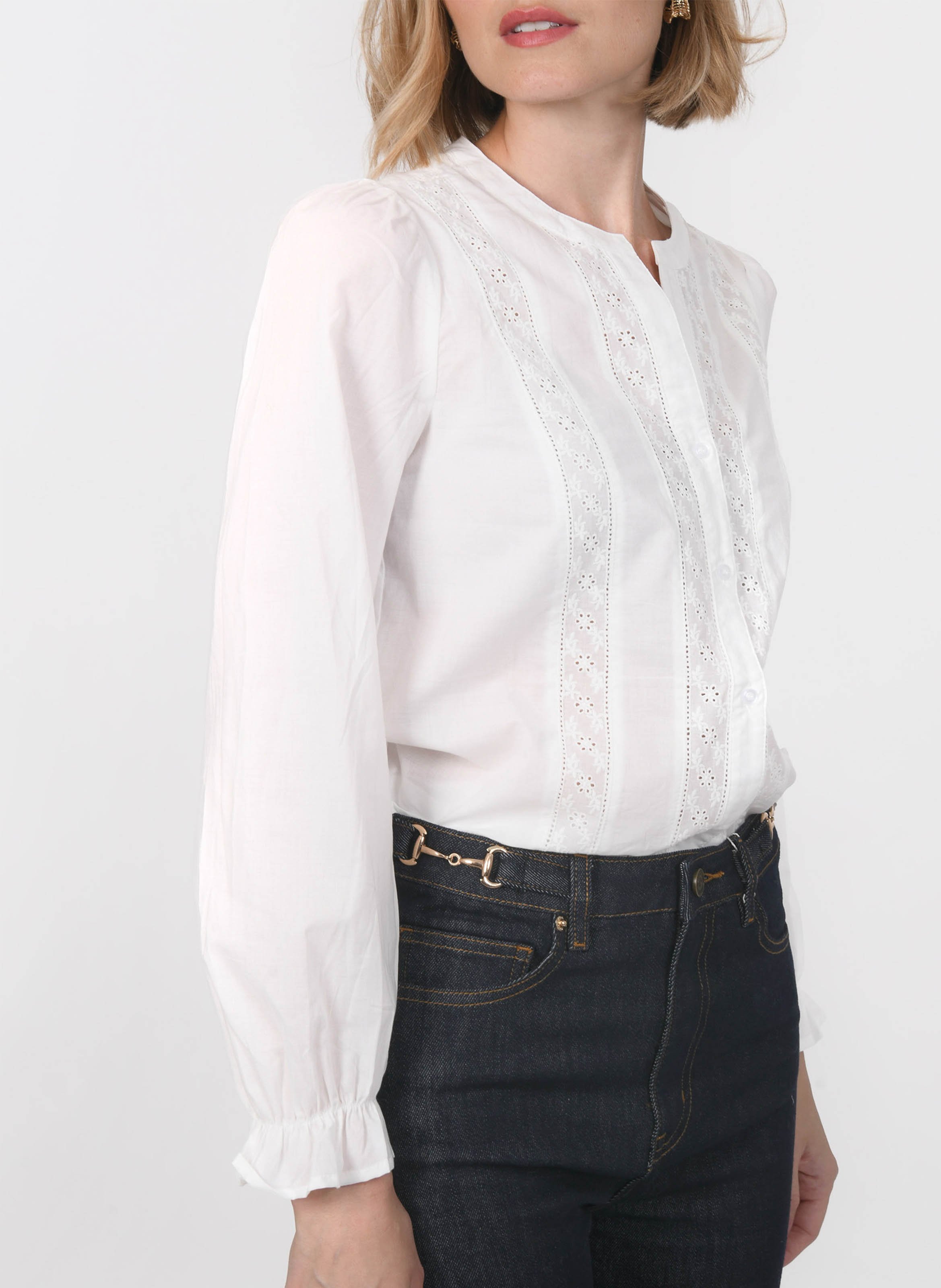 Chemise col rond en coton KOOKAI White