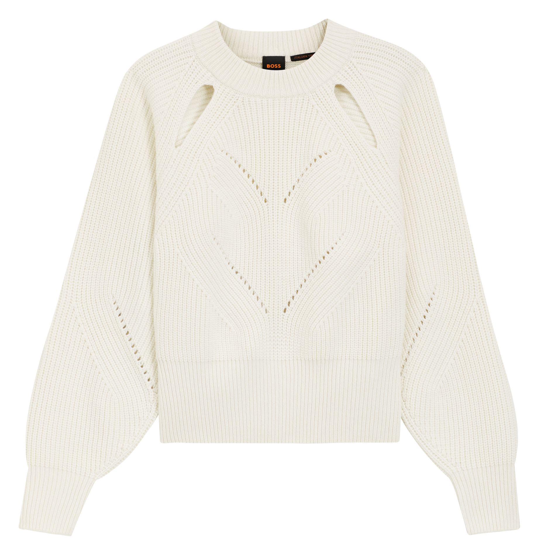 Pull col rond en laine mélangée BOSS Beige