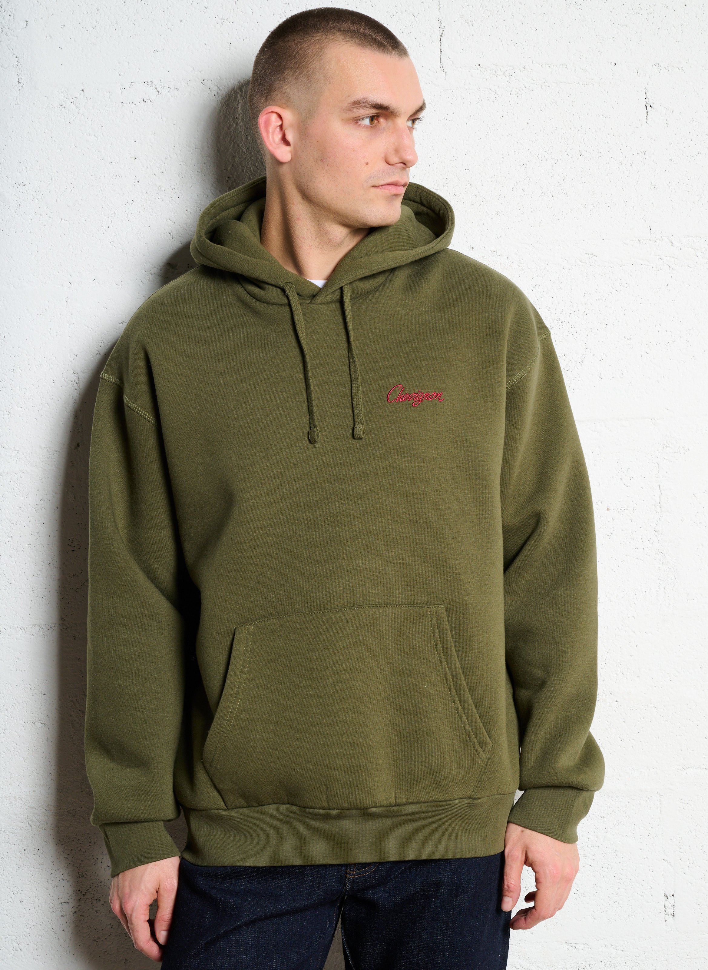 Sweat ample brodé en coton mélangé CHEVIGNON Kaki