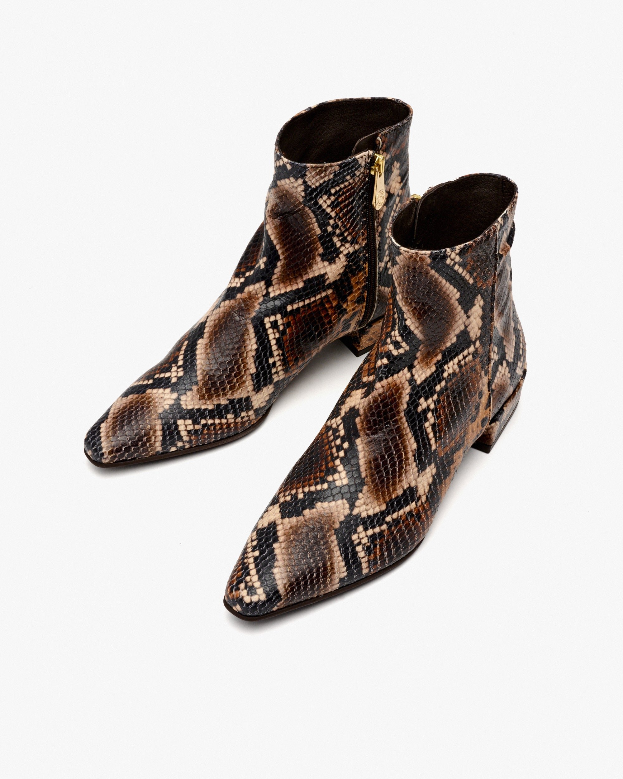 Leather ankle boots with snake print PEDRO MIRALLES Brown
