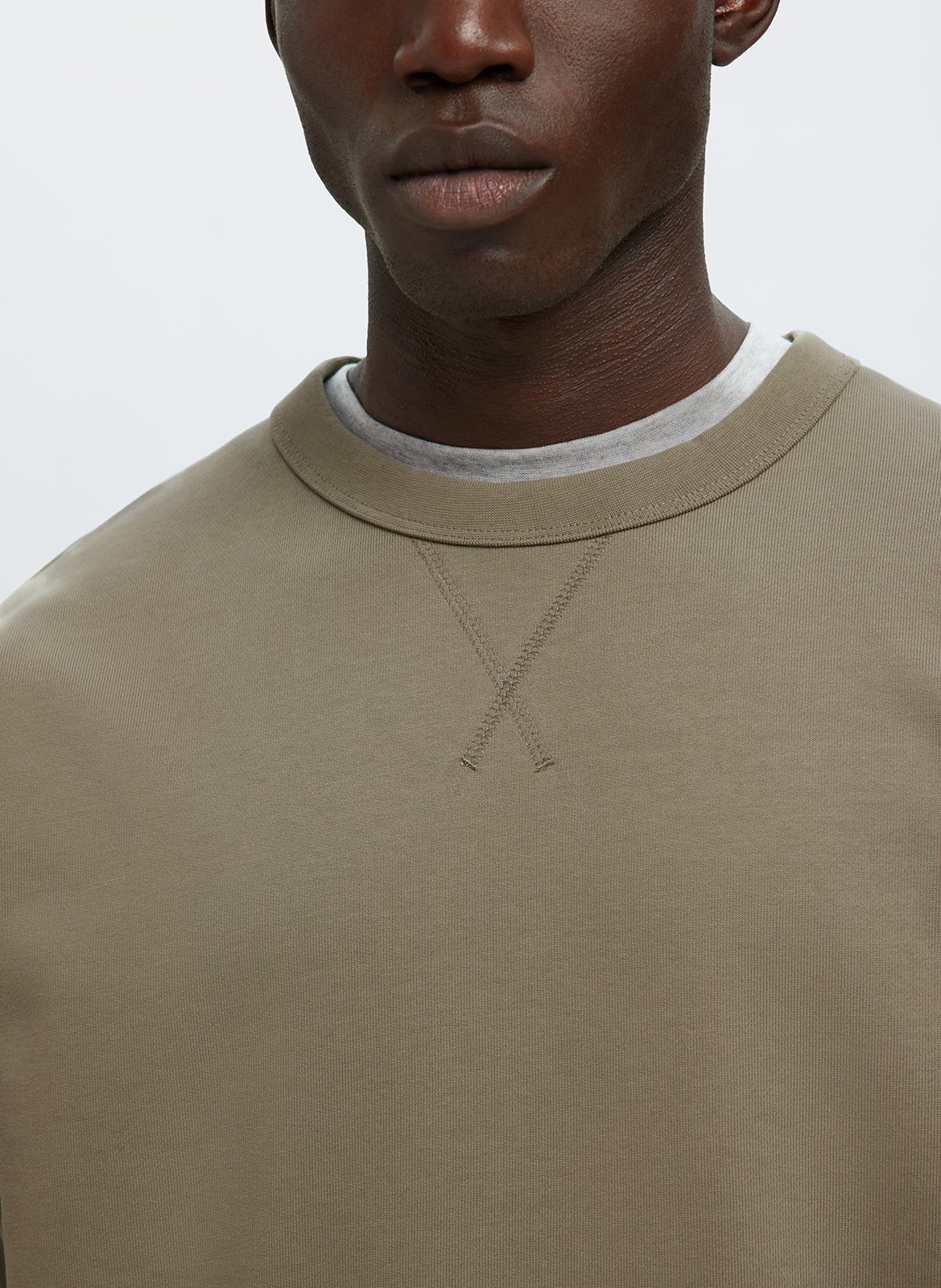 Sweat col rond SELECTED Gris