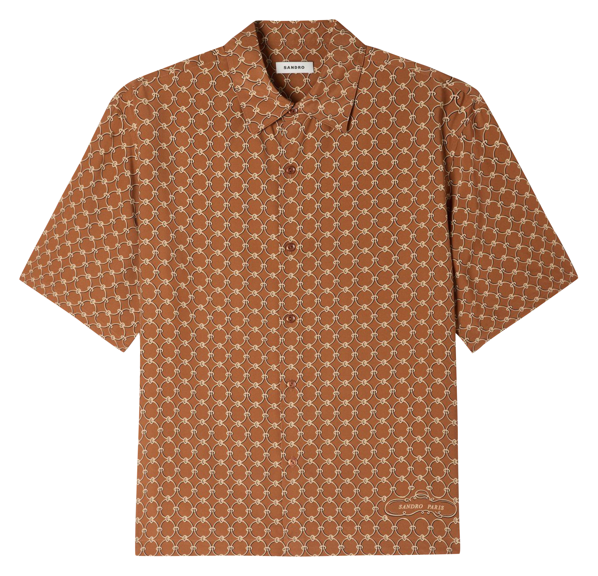 Chemise imprimée col classique SANDRO Marron