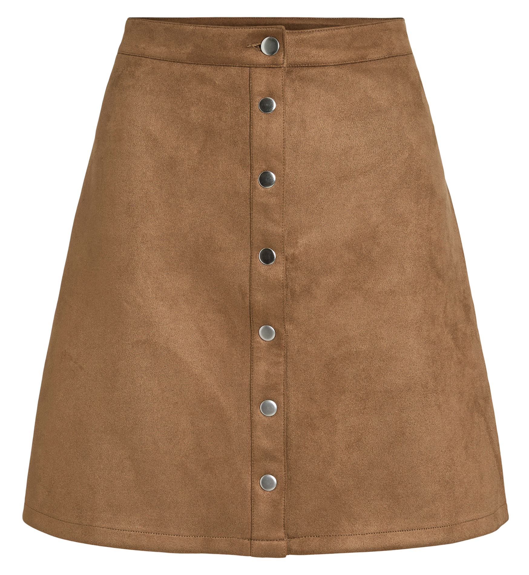Jupe courte boutonnée en suède VILA Marron