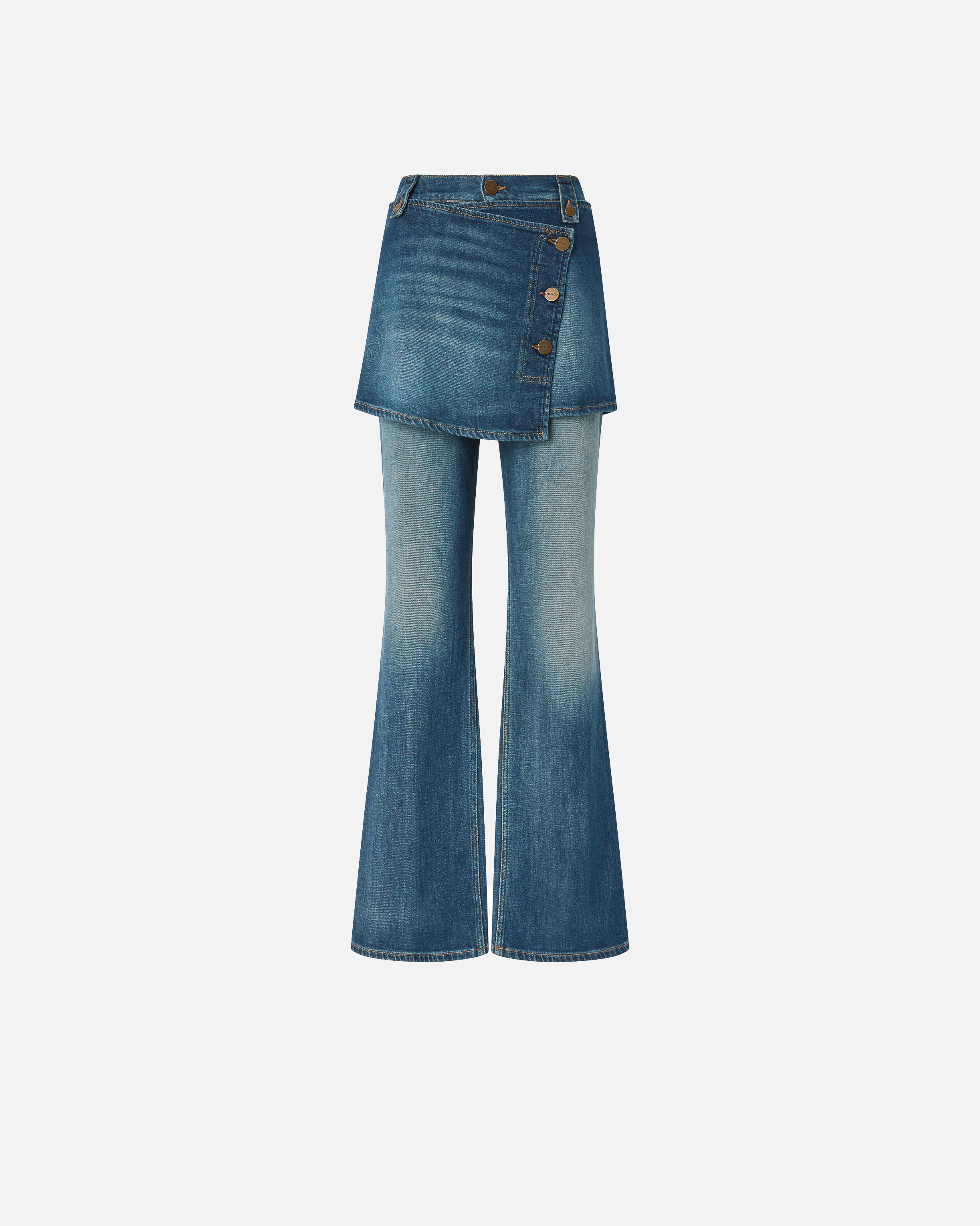 Flared jeans with removable mini skirt PINKO Blue