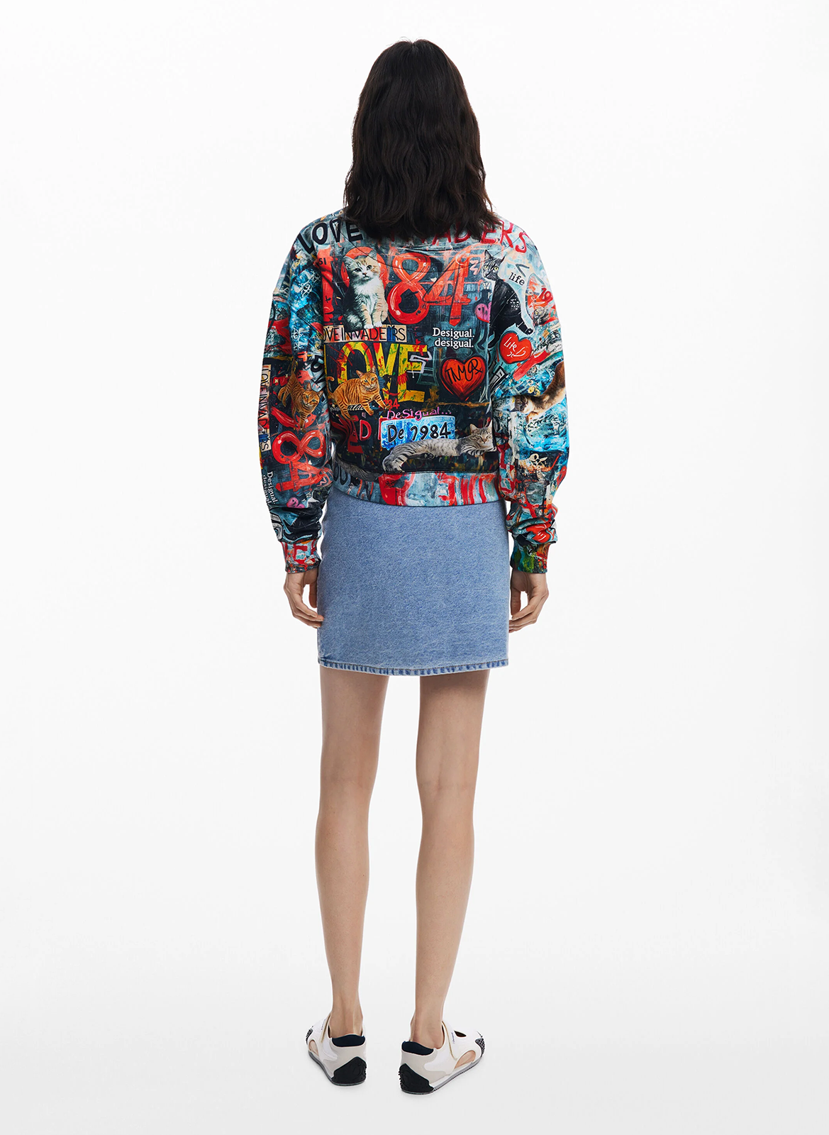 Rechte sweater met ronde hals van bedrukte katoen DESIGUAL Zwart