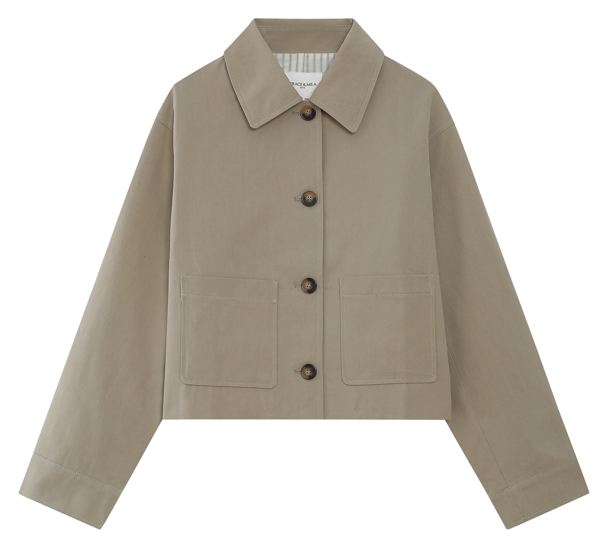 Cotton-blend coat with classic collar GRACE ET MILA Green