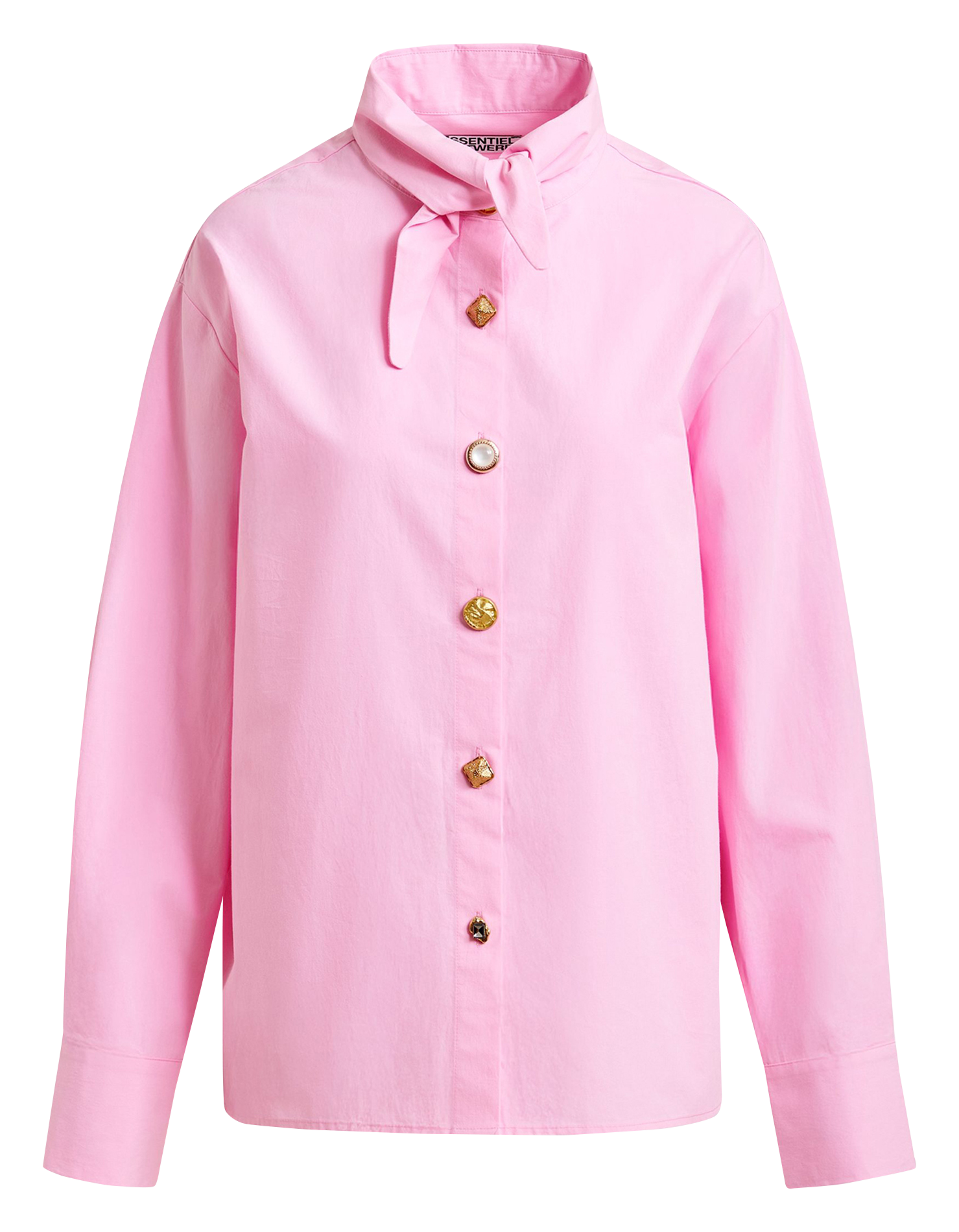 Oversized shirt with extended plain collar ESSENTIEL ANTWERP Pink