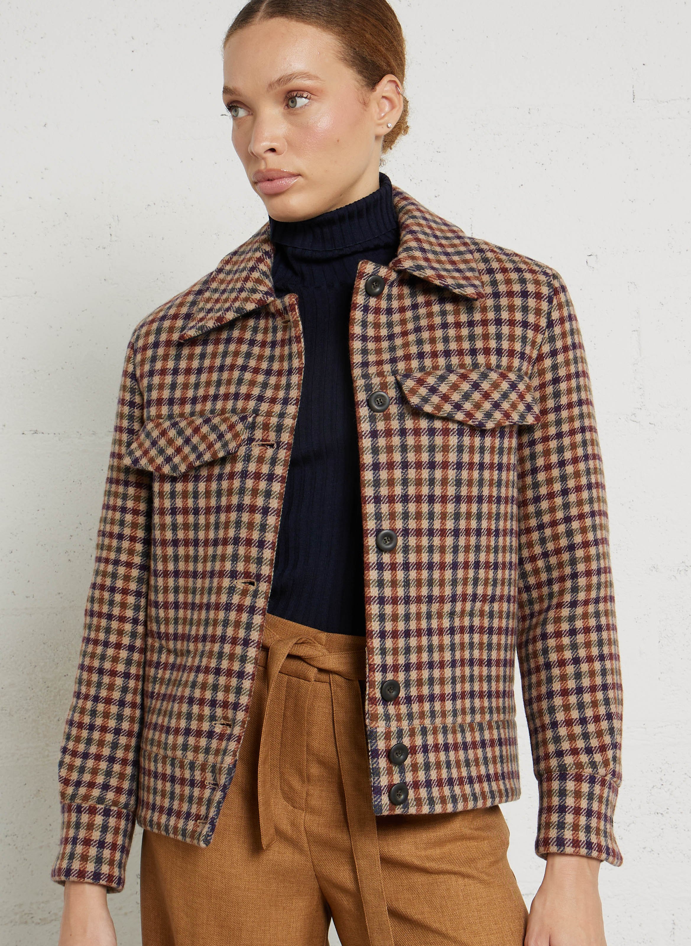 Gerade geschnittene Jacke aus Wollmix mit klassischem Kragen MAISON 123 Mehrfarbig